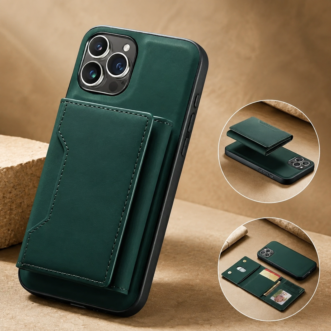 Premium iPhone Case Magnetic Leather Wallet Cover Card Holder Money Pocket Kickstand Shockproof Protective Case Slim Full Coverage