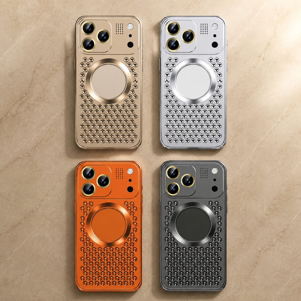 Premium iPhone Case Magnetic Protective Cover Aluminum Alloy Frame Shockproof Anti Fall Heat Dissipation Camera Lens Guard Slim Metal Bumper Design