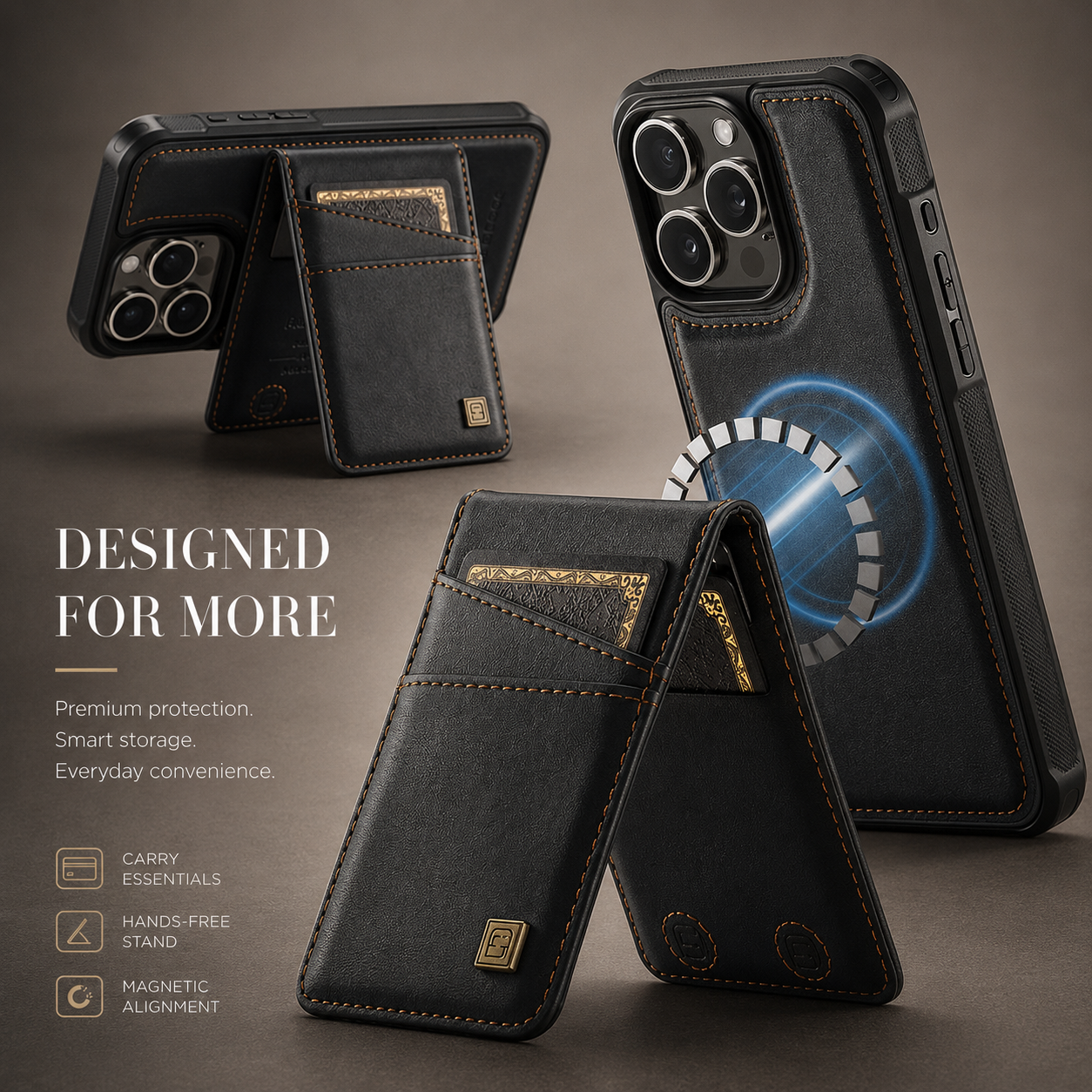 Premium iPhone Case Magnetic Wallet Cover PU Leather Detachable Flip Case Card Holder Wrist Strap Shockproof Protective Cover Slim Design