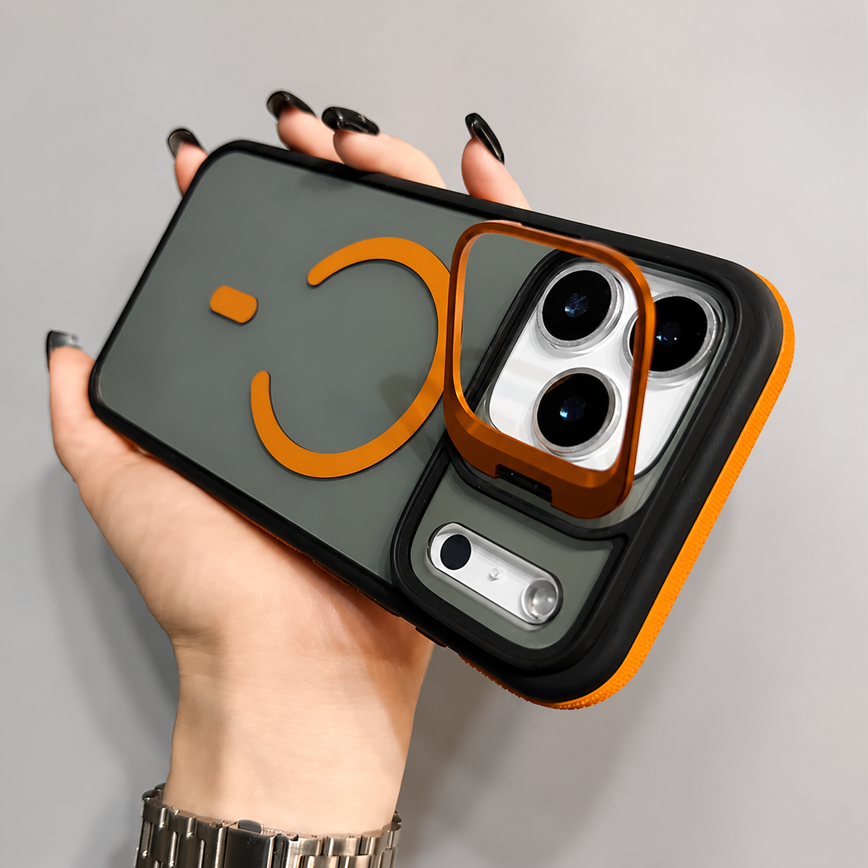 Premium iPhone Case Matte Transparent MagSafe Compatible Magnetic Protective Cover Built in Kickstand Shockproof Camera Lens Guard