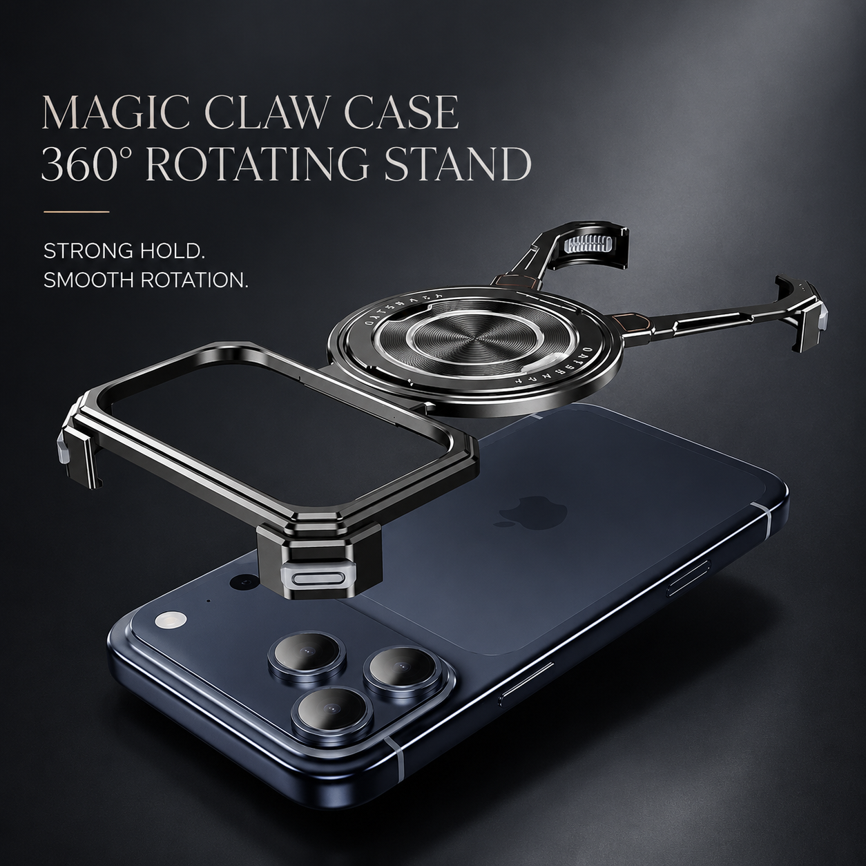 Premium iPhone Case Metal Frame Shockproof Bumper Cover with 360° Rotating Ring Stand Magnetic Grip Protective Design Full Coverage Slim Minimal Style