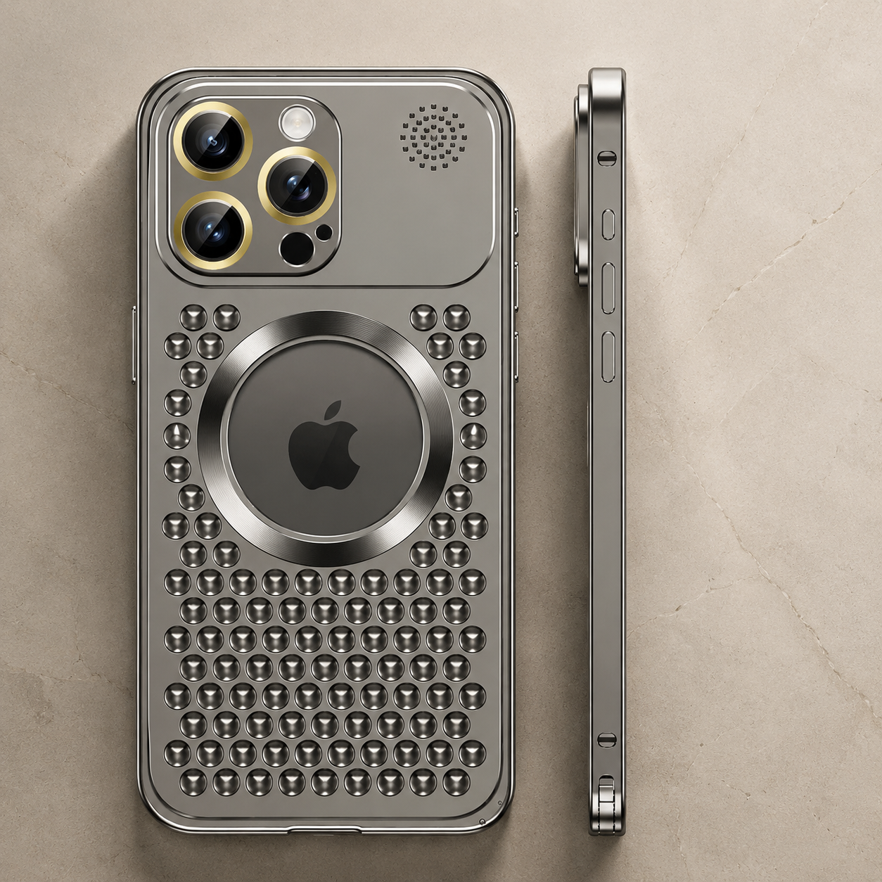 Premium iPhone Case Metal Heat Dissipation Cover MagSafe Compatible Magnetic Aluminum Back Shockproof Protective Case Camera Lens Screen Protection Ultra Thin Design