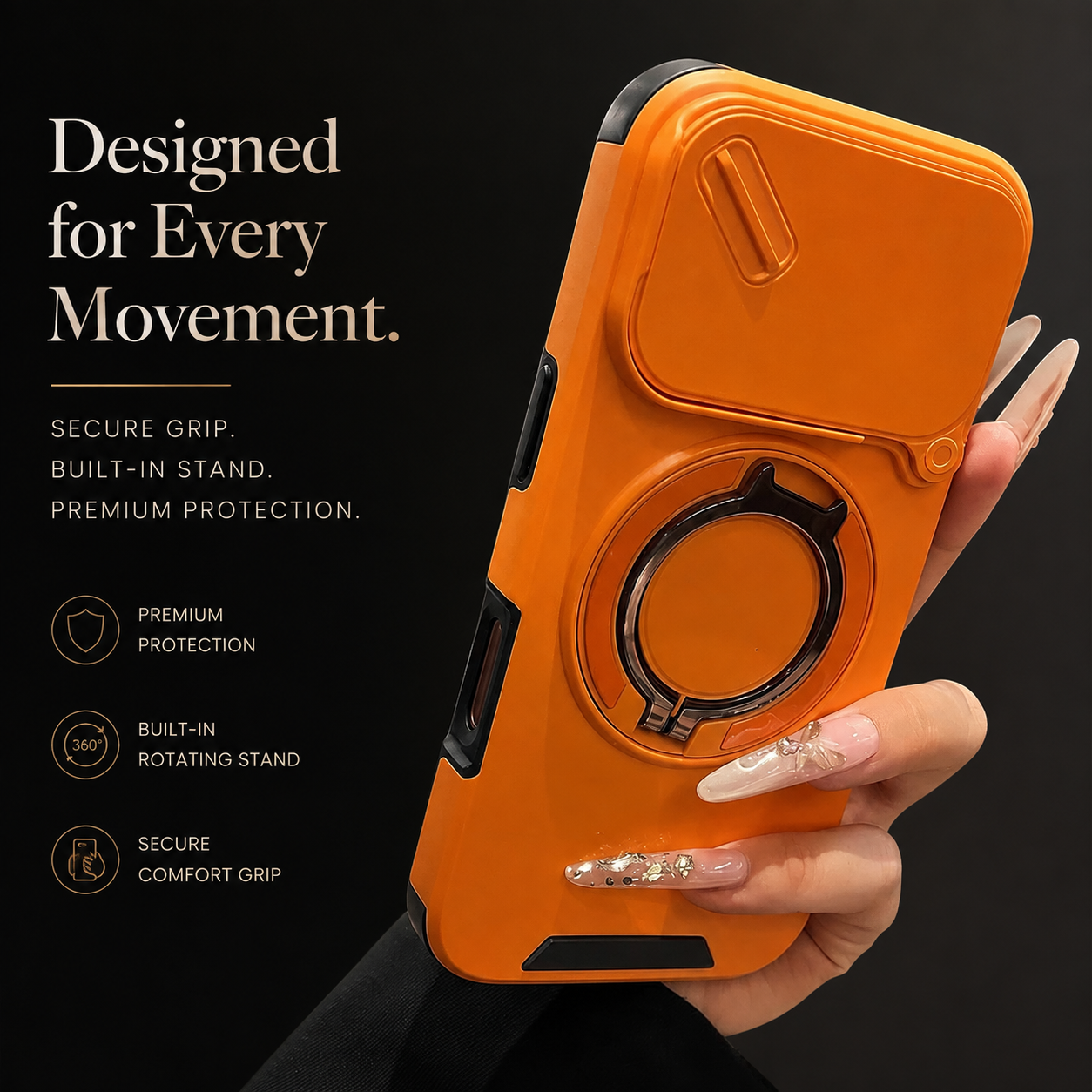 Premium iPhone Case Military Armor Protective Cover Magnetic Ring Stand Dual Layer Shockproof Camera Lens Protection Full Coverage