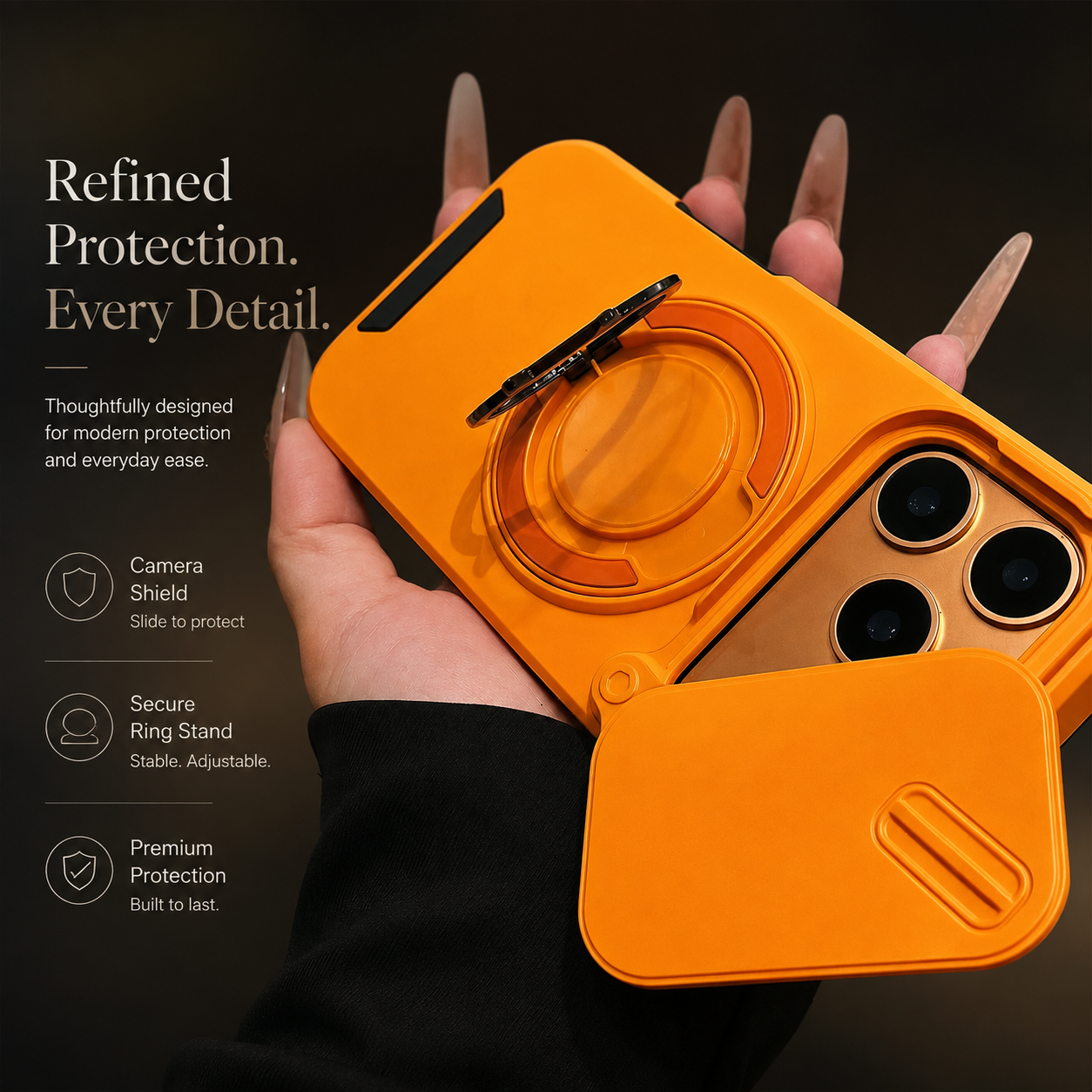 Premium iPhone Case Military Armor Protective Cover Magnetic Ring Stand Dual Layer Shockproof Camera Lens Protection Full Coverage