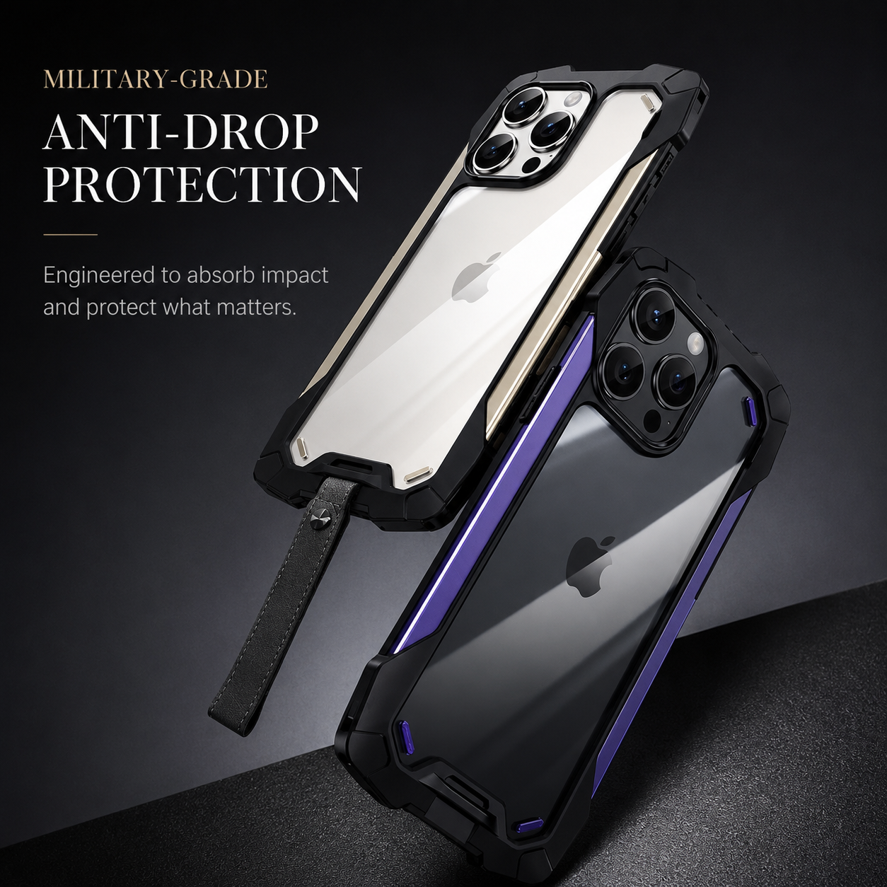 Premium iPhone Case Military Armor Shockproof Rugged Cover Dual Layer PC TPU Protective Case Anti Drop Full Body Protection Slim Design