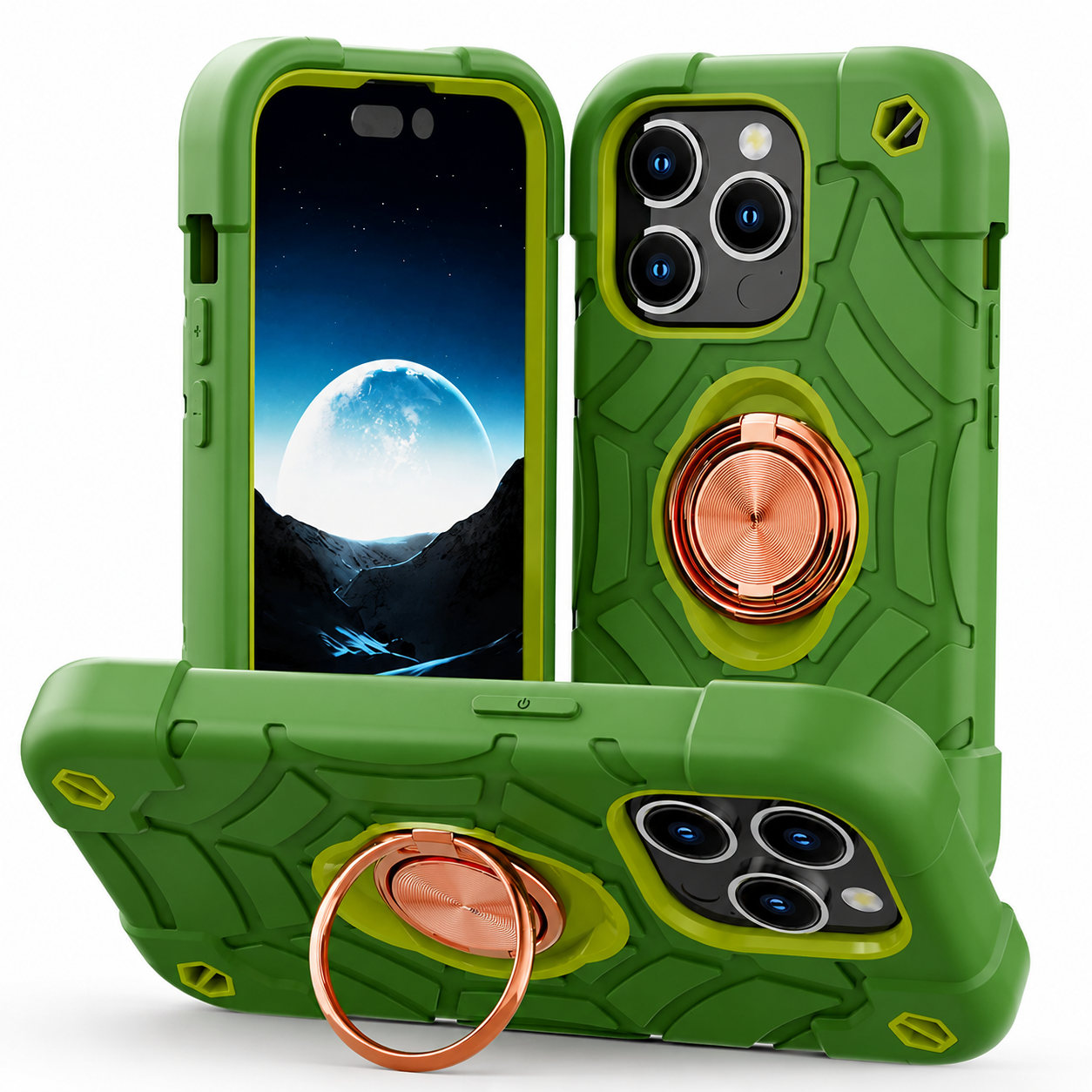 Premium iPhone Case Military Armor Shockproof Rugged Cover Kickstand Ring Holder Dual Layer Protective Case PC TPU Full Coverage Design