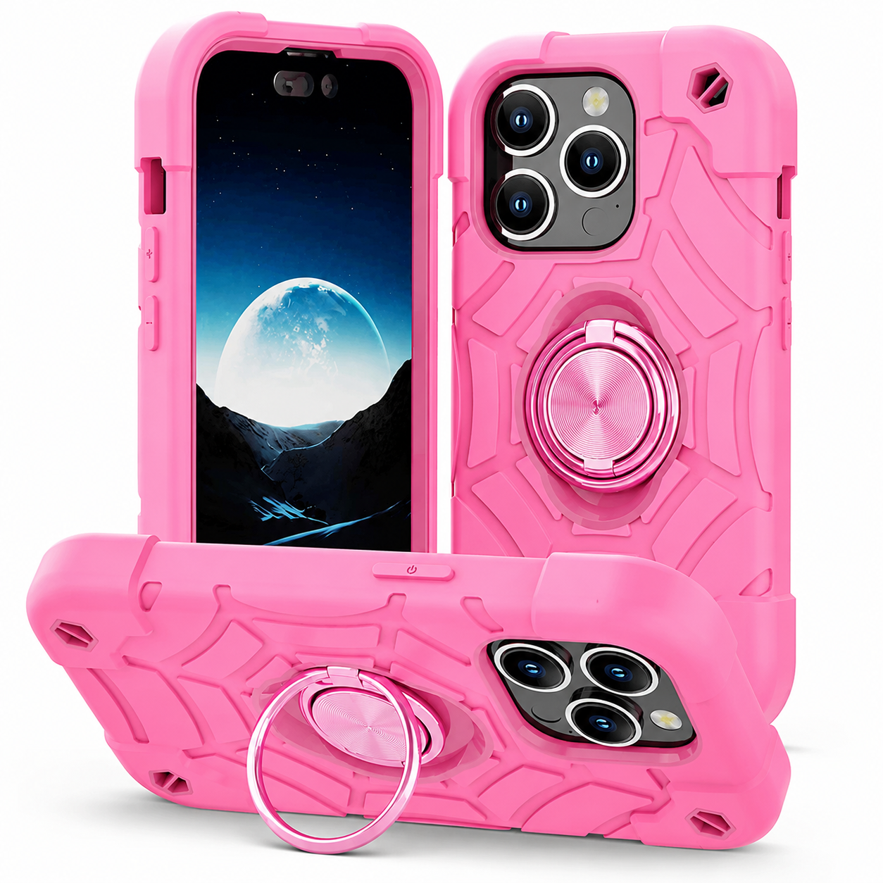 Premium iPhone Case Military Armor Shockproof Rugged Cover Kickstand Ring Holder Dual Layer Protective Case PC TPU Full Coverage Design