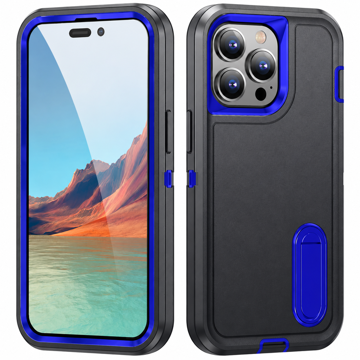 Premium iPhone Case Military Grade Defender Cover Kickstand Shockproof Hybrid Armor Protective Case Full Body Rugged Design