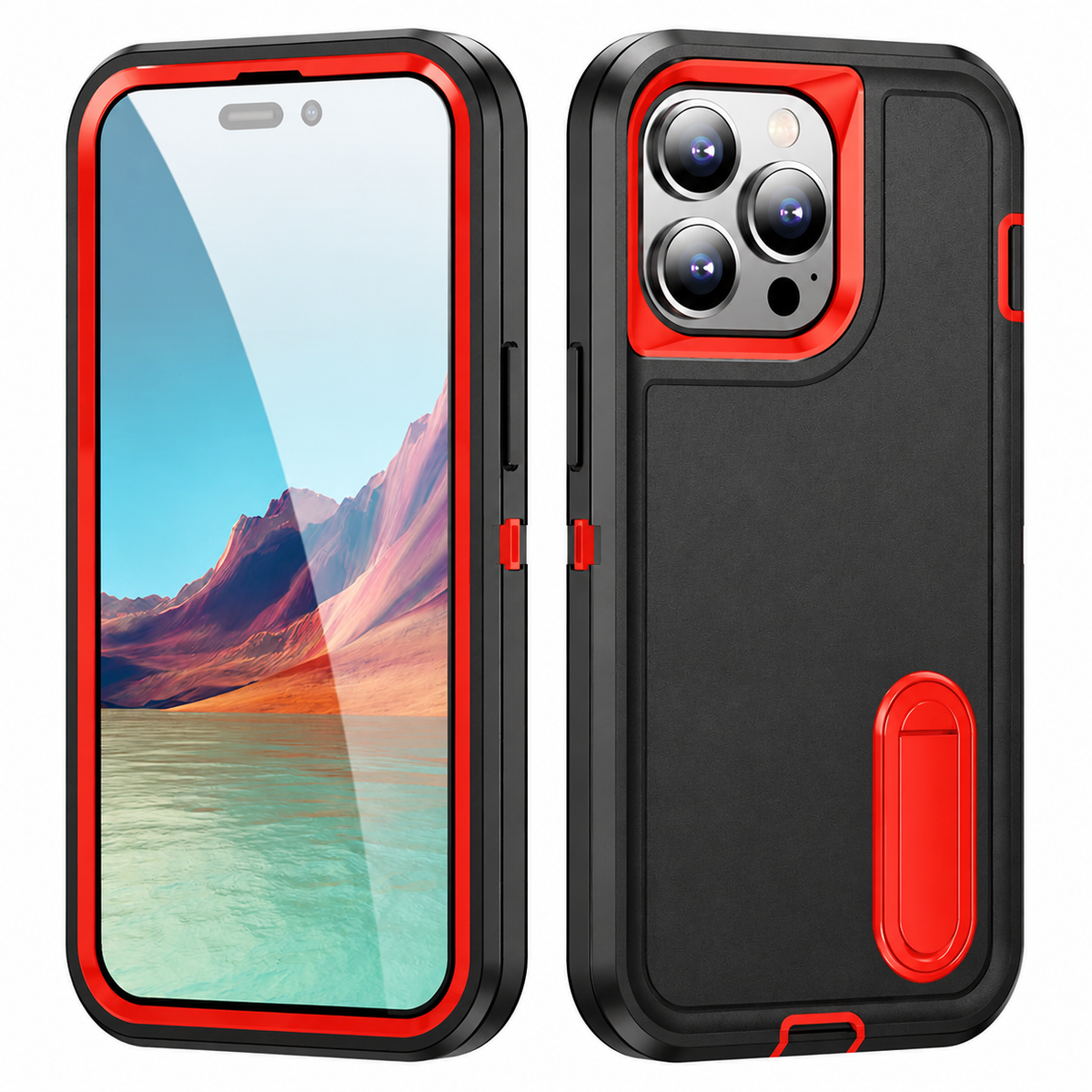 Premium iPhone Case Military Grade Defender Cover Kickstand Shockproof Hybrid Armor Protective Case Full Body Rugged Design