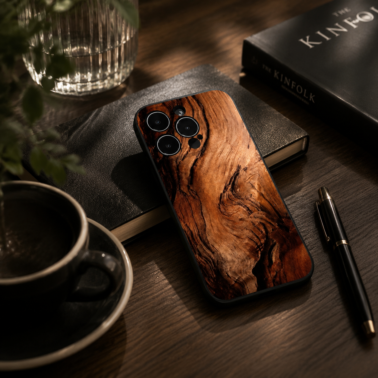 Premium iPhone Case Natural Wood Protective Cover Slim Lightweight Silicone Frame Camera Lens Protection Anti Scratch Full Coverage Wireless Charging