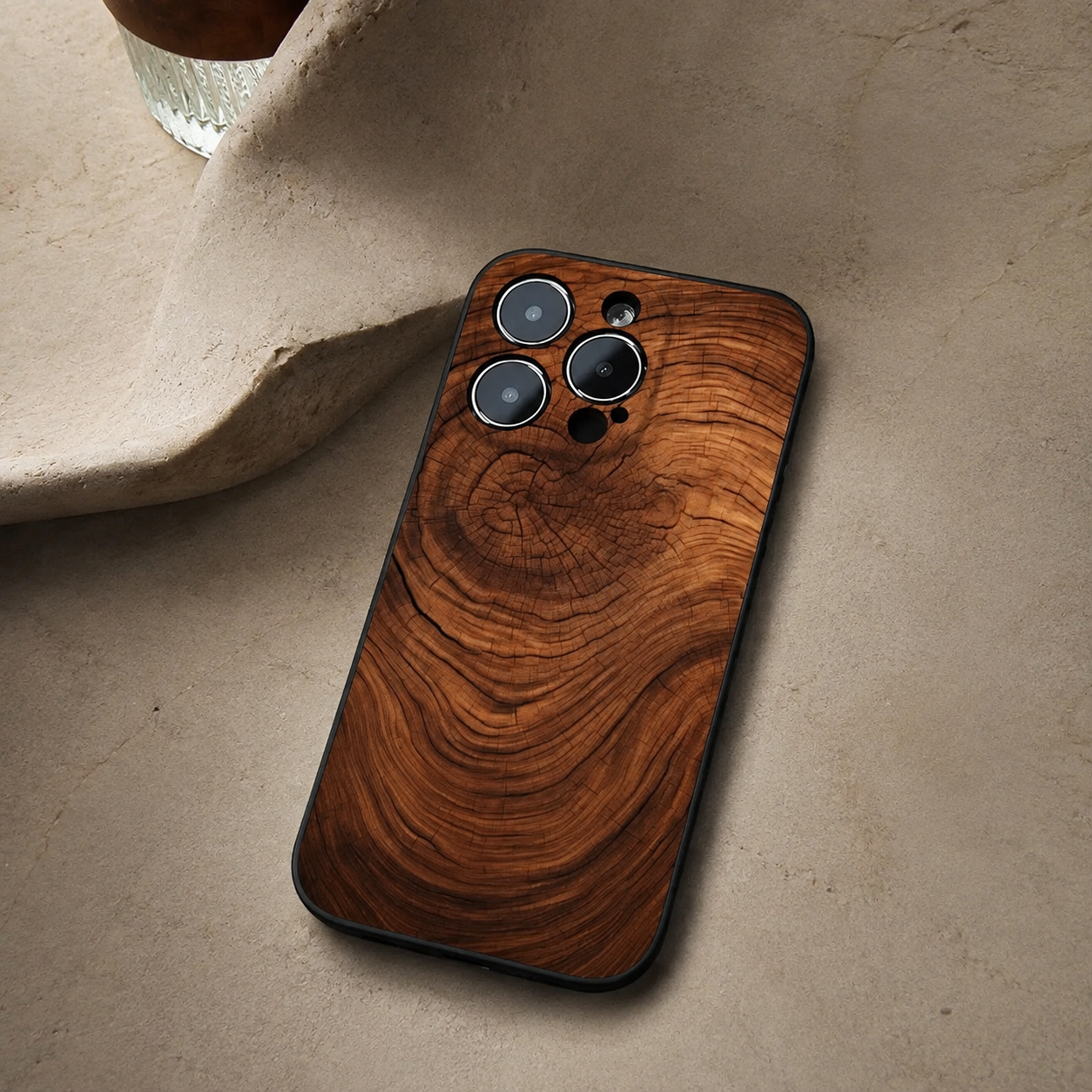 Premium iPhone Case Natural Wood Protective Cover Slim Lightweight Silicone Frame Camera Lens Protection Anti Scratch Full Coverage Wireless Charging