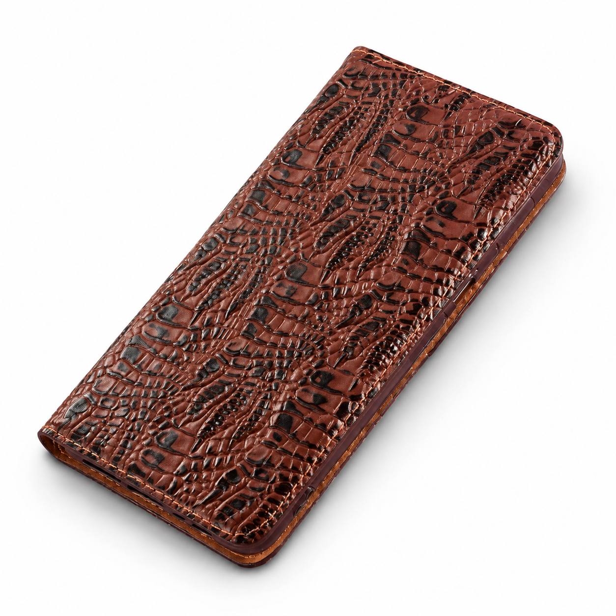 Premium iPhone Case Protective Cover Camera Lens Protection Shockproof Genuine Leather Flip Cover Card Pocket Crocodile Texture Non Slip Full Coverage