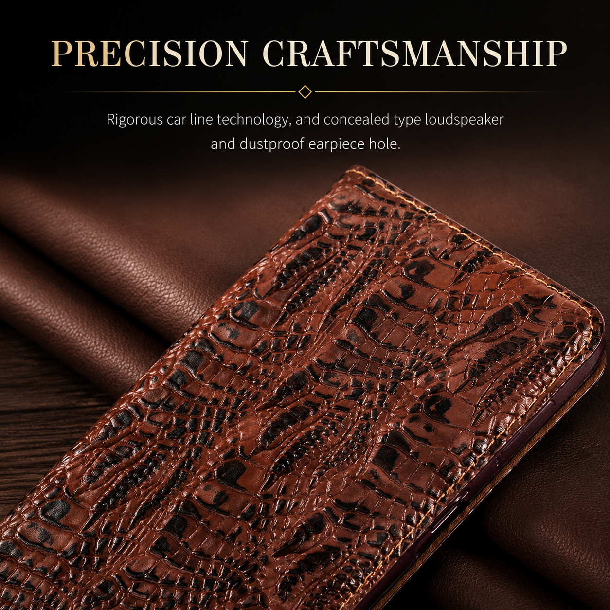 Premium iPhone Case Protective Cover Camera Lens Protection Shockproof Genuine Leather Flip Cover Card Pocket Crocodile Texture Non Slip Full Coverage