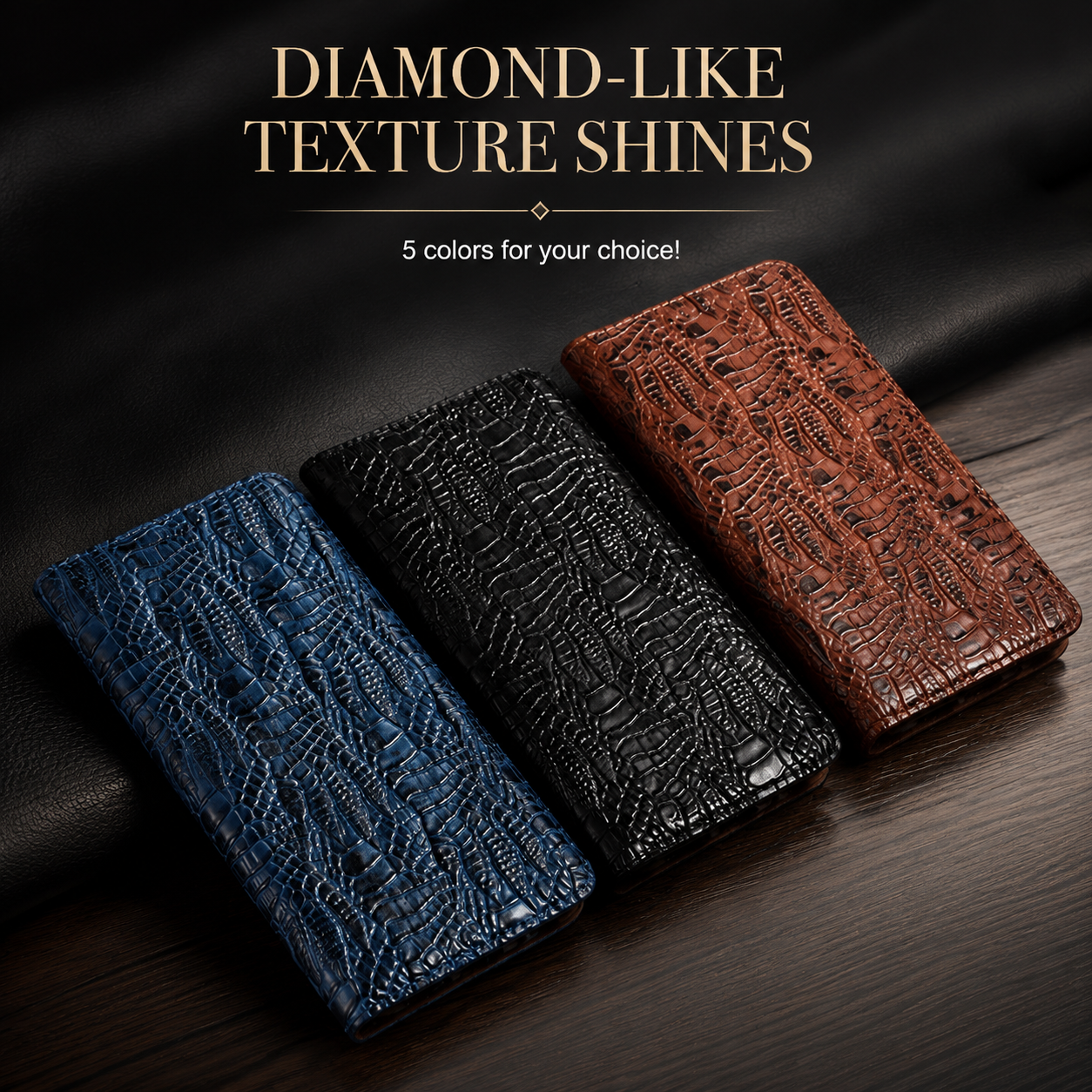 Premium iPhone Case Protective Cover Camera Lens Protection Shockproof Genuine Leather Flip Cover Card Pocket Crocodile Texture Non Slip Full Coverage