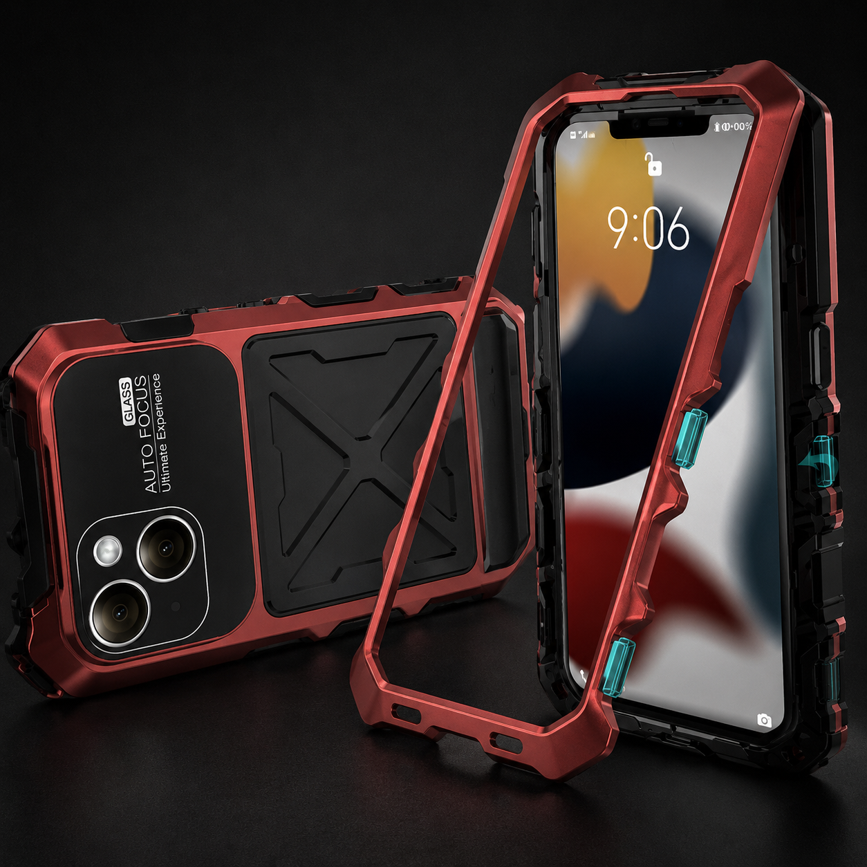Premium iPhone Case Protective Cover Camera Lens Protection Shockproof Metal Bumper Anti Fall Silicone Bracket Rugged Armor Anti Scratch Edge Protection