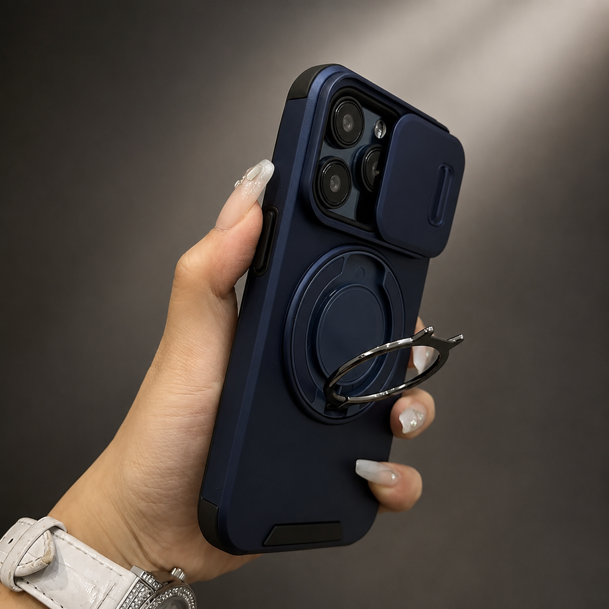 Premium iPhone Case Protective Cover Camera Lens Protection Shockproof Rugged Armor Magnetic Bracket Stand Anti Fingerprint Anti Scratch Full Coverage