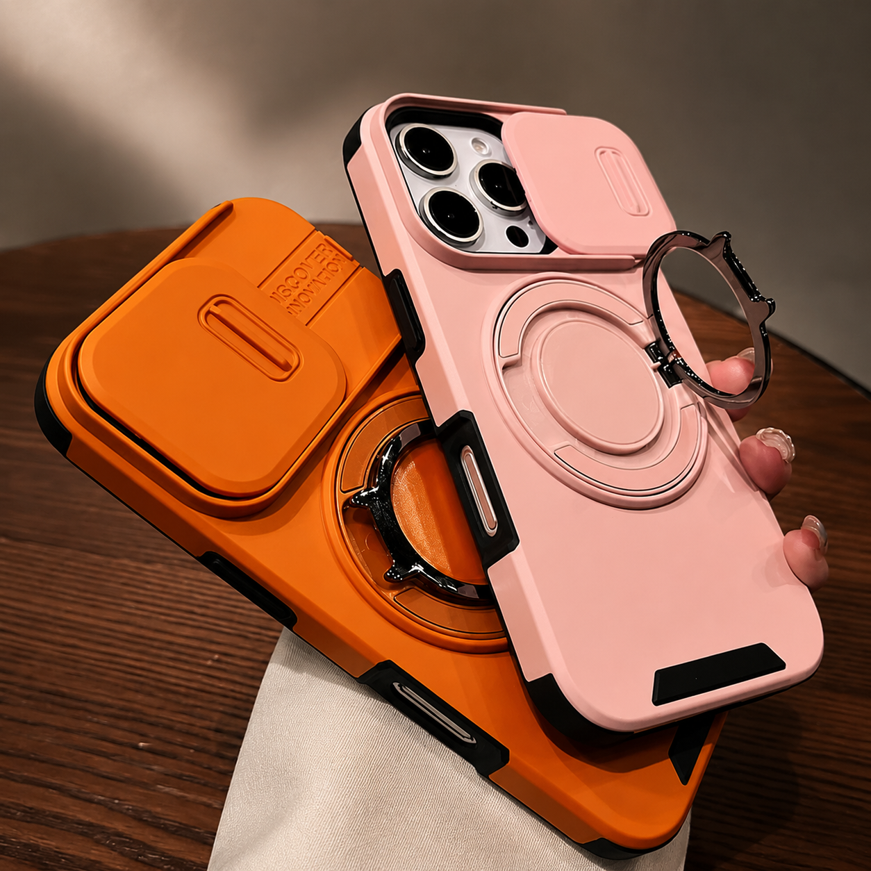 Premium iPhone Case Protective Cover Camera Lens Protection Shockproof Rugged Armor Magnetic Bracket Stand Anti Fingerprint Anti Scratch Full Coverage