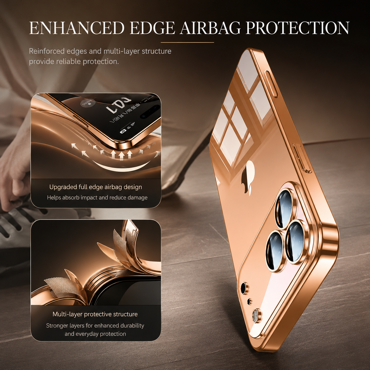 Premium iPhone Case Protective Cover Camera Lens Protection Shockproof Ultra Thin Transparent TPU Plating Anti Fingerprint Anti Scratch Full Coverage