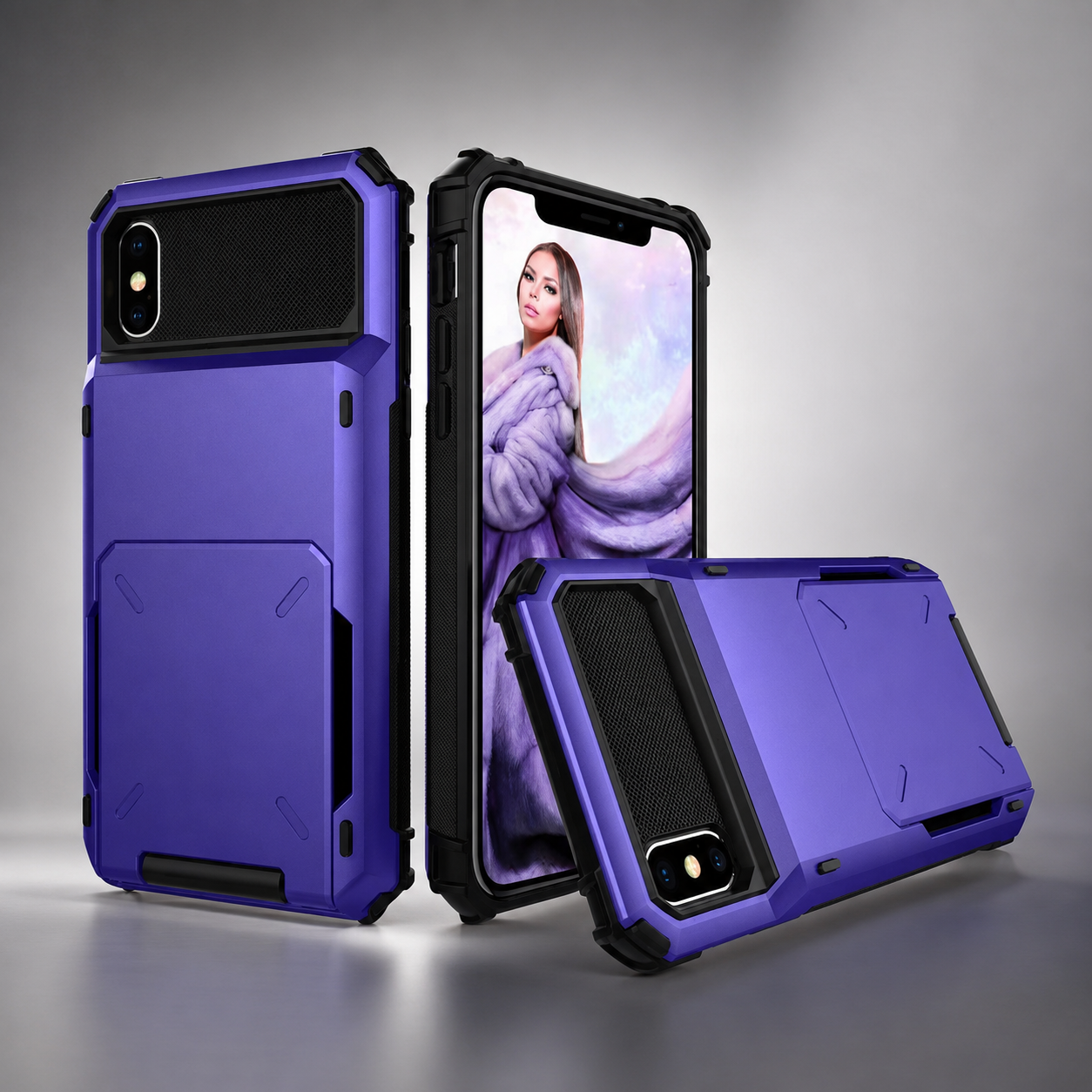 Premium iPhone Case Protective Cover Camera Lens Protection Shockproof Wallet Cover Hidden Card Holder Dual Layer Armor Anti Scratch Full Coverage