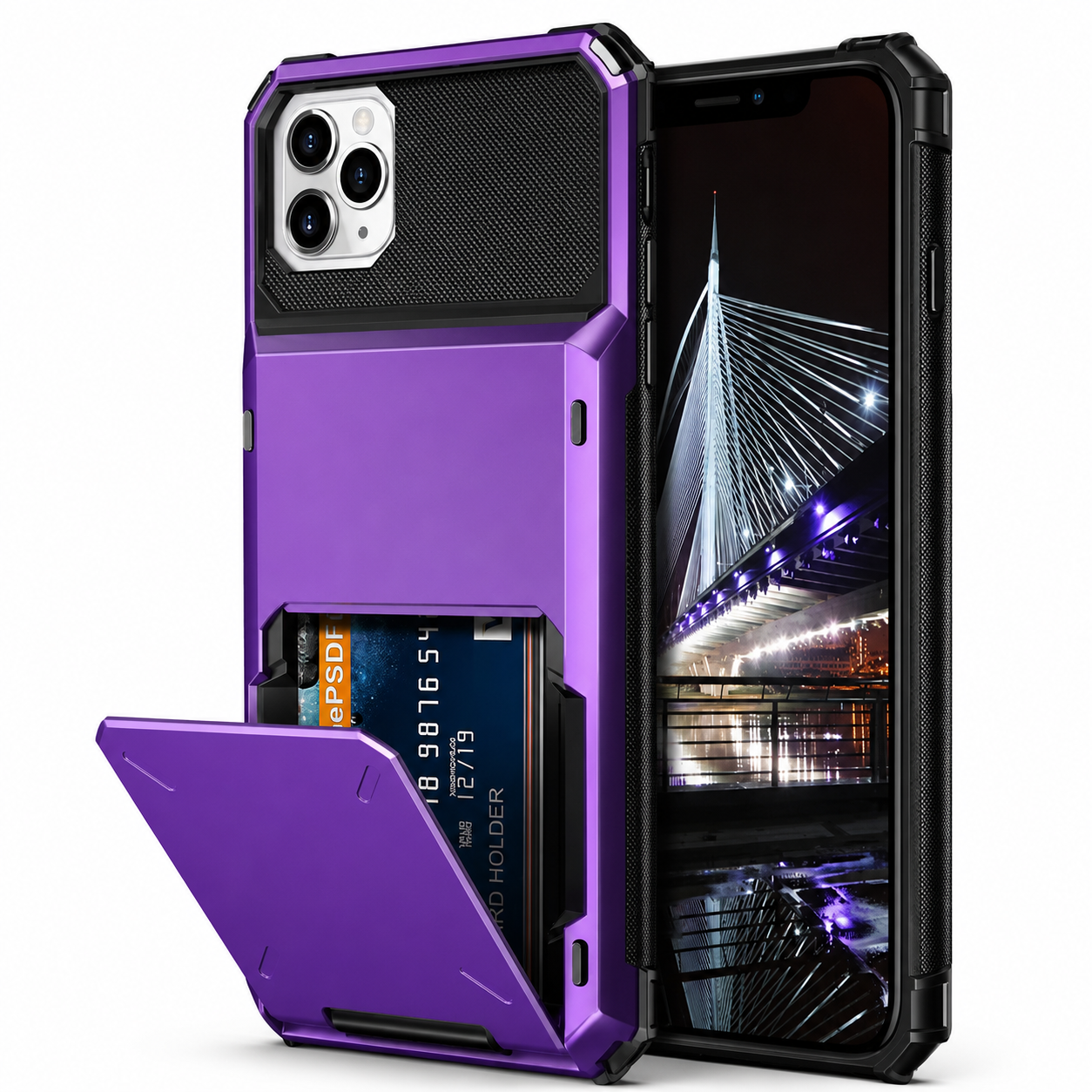 Premium iPhone Case Protective Cover Camera Lens Protection Shockproof Wallet Cover Hidden Card Holder Dual Layer Armor Anti Scratch Full Coverage