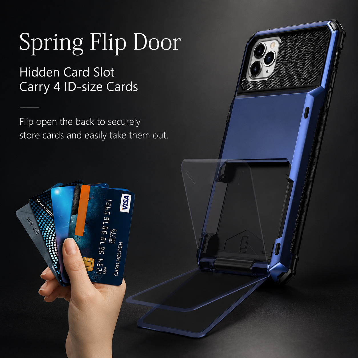Premium iPhone Case Protective Cover Camera Lens Protection Shockproof Wallet Cover Hidden Card Holder Dual Layer Armor Anti Scratch Full Coverage