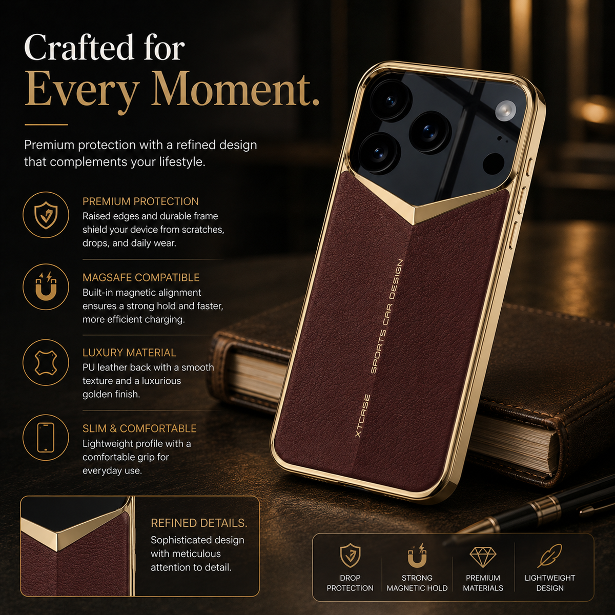 Premium iPhone Case Protective Cover Camera Lens Protection Ultra Thin Leather Shockproof Anti Fingerprint Anti Scratch Lightweight Full Coverage