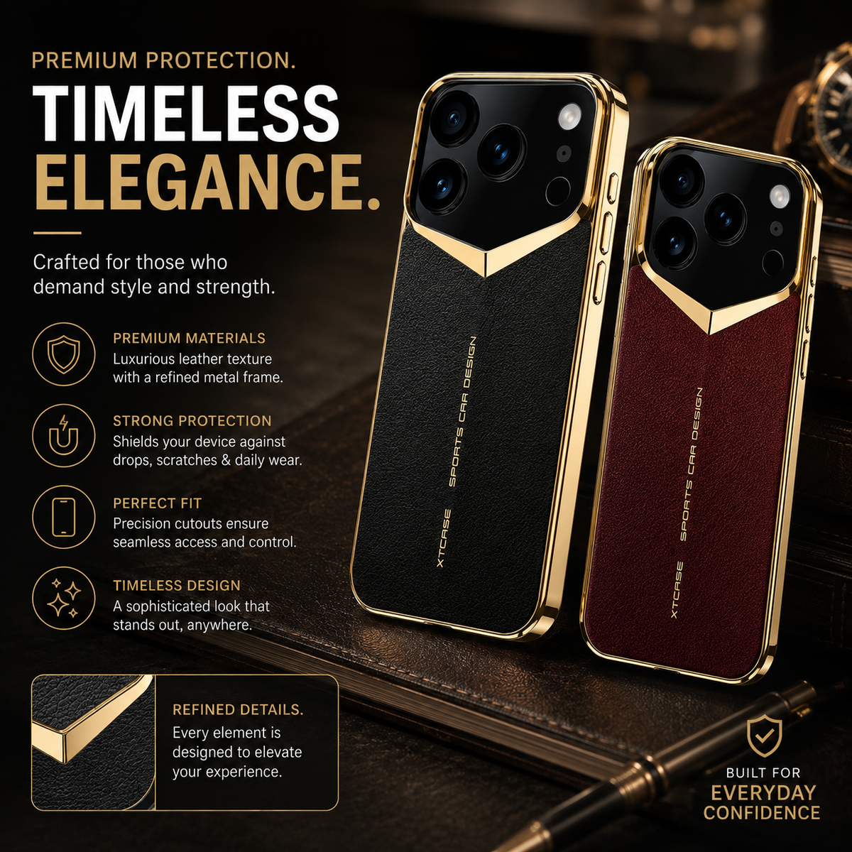Premium iPhone Case Protective Cover Camera Lens Protection Ultra Thin Leather Shockproof Anti Fingerprint Anti Scratch Lightweight Full Coverage