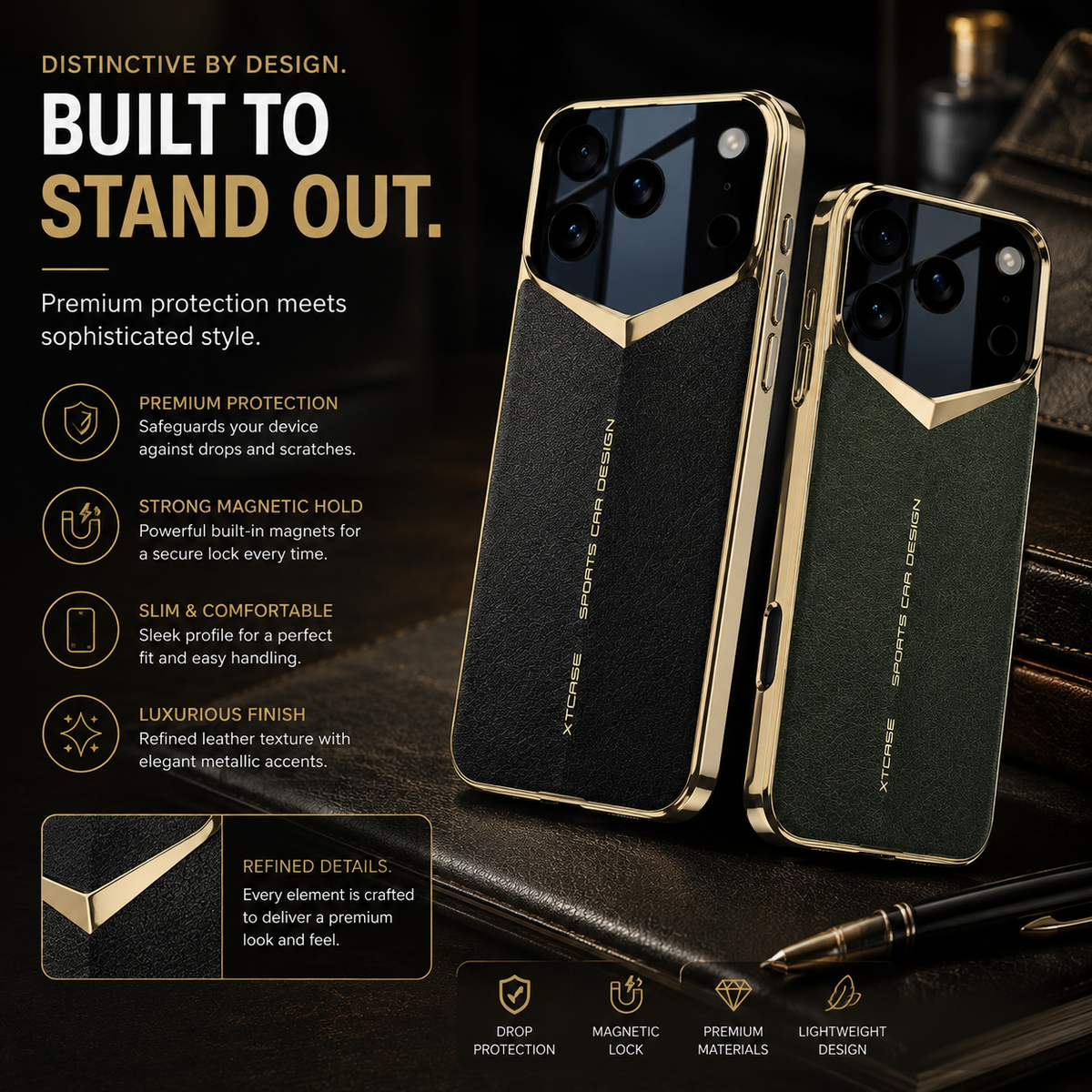 Premium iPhone Case Protective Cover Camera Lens Protection Ultra Thin Leather Shockproof Anti Fingerprint Anti Scratch Lightweight Full Coverage