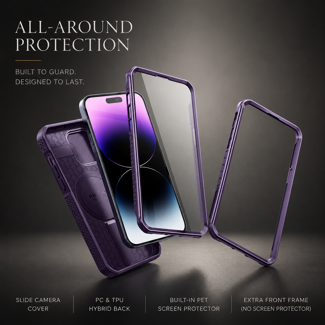 Premium iPhone Case Rugged Kickstand Cover MagSafe Compatible Shockproof Magnetic Protective Case Camera Lens Screen Protection Full Coverage Design