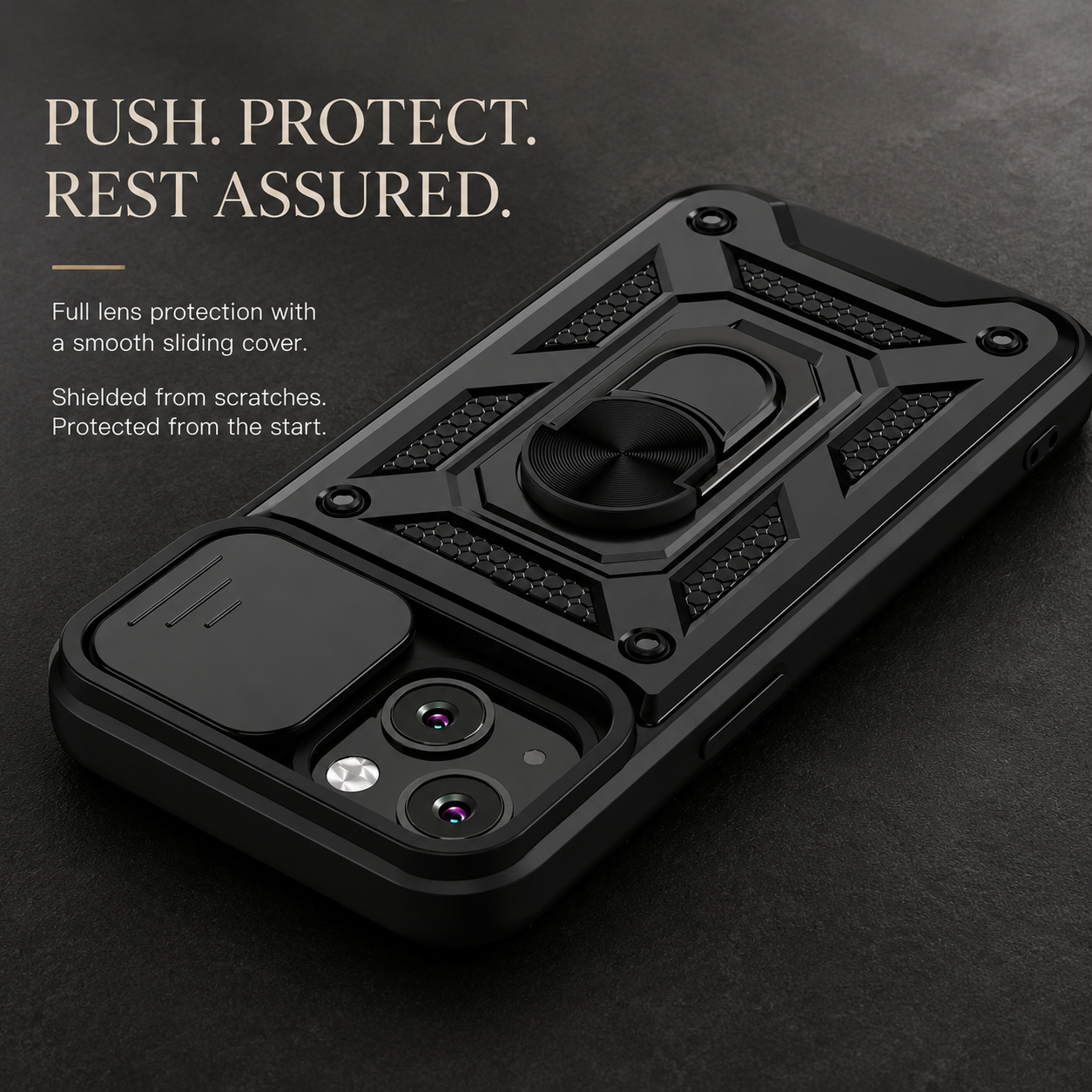 Premium iPhone Case Shockproof Armor Cover Slide Camera Lens Protector Rugged Full Body Protection TPU PC Hybrid Protective Case