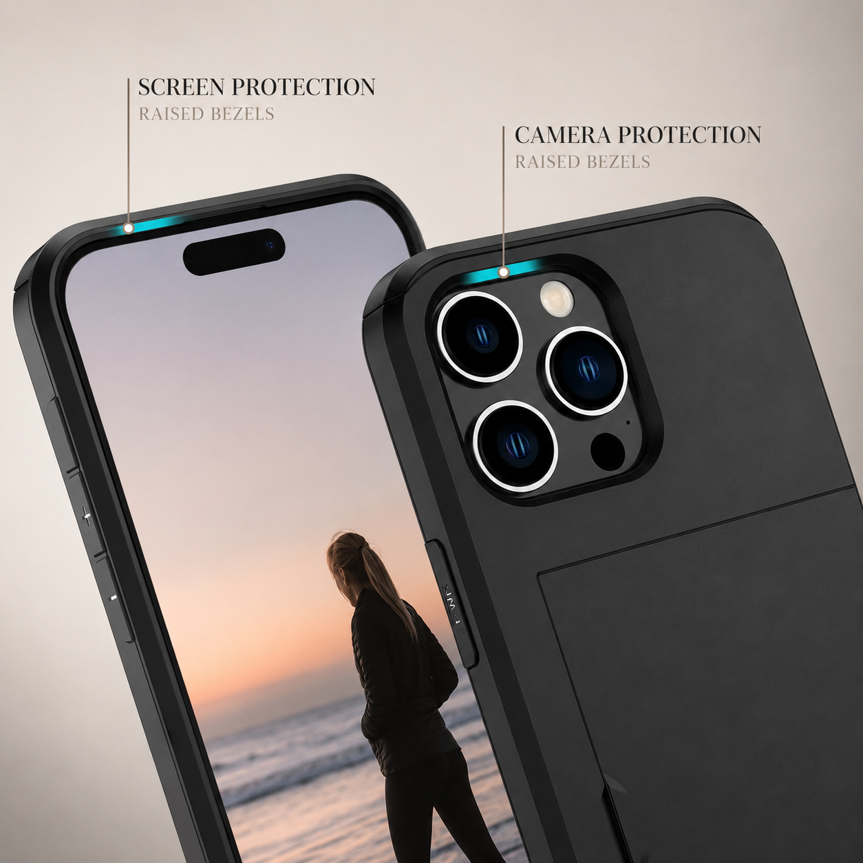 Premium iPhone Case Slide Wallet Armor Cover Card Holder Dual Layer Shockproof TPU PC Protective Design Anti Fingerprint Scratch Resistant Non Slip