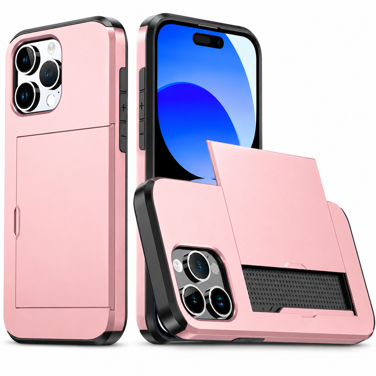 Premium iPhone Case Slide Wallet Armor Cover Card Holder Dual Layer Shockproof TPU PC Protective Design Anti Fingerprint Scratch Resistant Non Slip