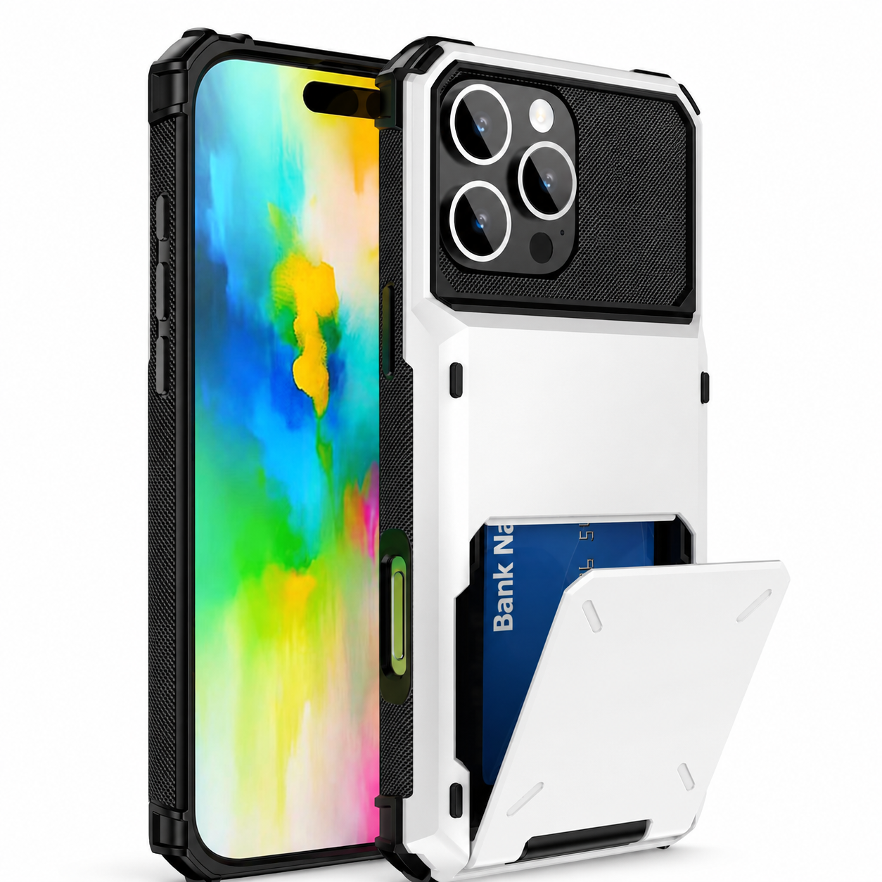 Premium iPhone Case Slide Wallet Card Holder Protective Cover Camera Lens Protection Dual Layer Shockproof Anti Scratch Non Slip Full Coverage