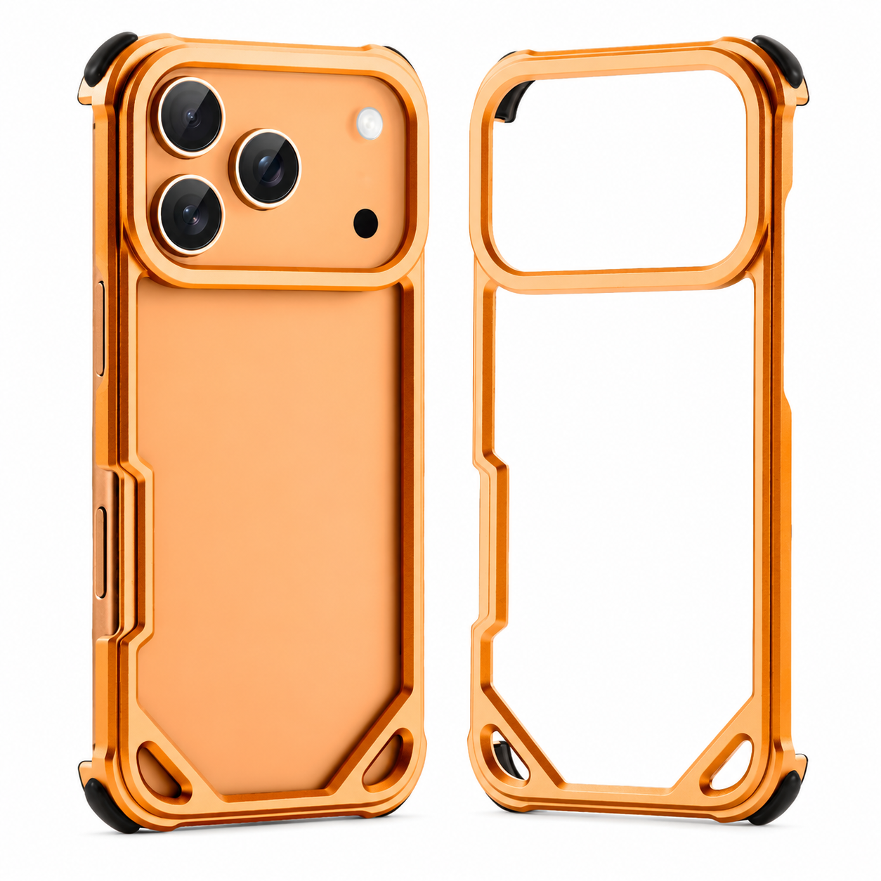 Premium iPhone Case Slim Aluminum Alloy Frameless Protective Cover Shockproof Camera Lens Protection Wireless Charging Compatible Design