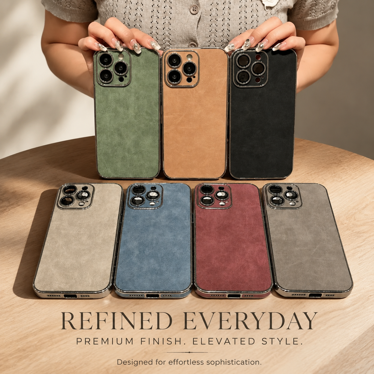 Premium iPhone Case Suede Leather Cover with Soft Silicone Edges Shockproof Camera Lens Protection Anti Scratch Non Slip Ultra Thin Slim Protective Design