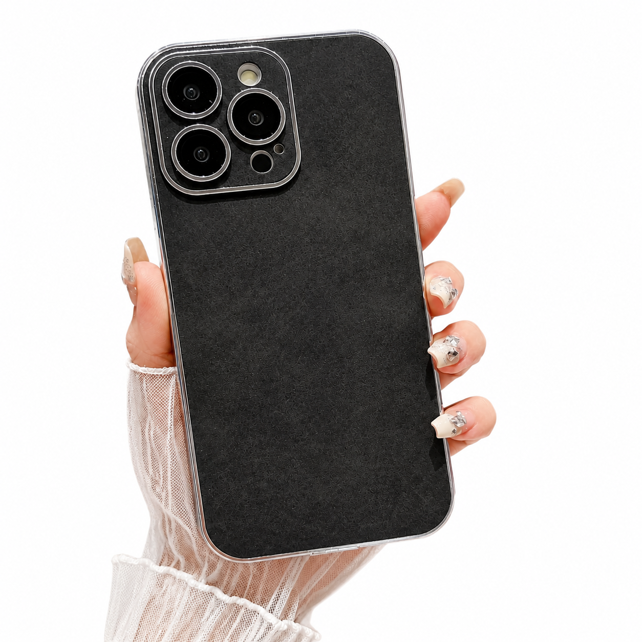 Premium iPhone Case Suede Leather Cover with Soft Silicone Edges Shockproof Camera Lens Protection Anti Scratch Non Slip Ultra Thin Slim Protective Design