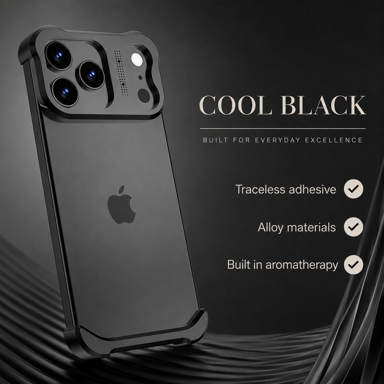 Premium iPhone Case Titanium Alloy Borderless Bumper Metal Frame Camera Lens Protection Shockproof Matte Anti Slip Lightweight Protective Design Cover