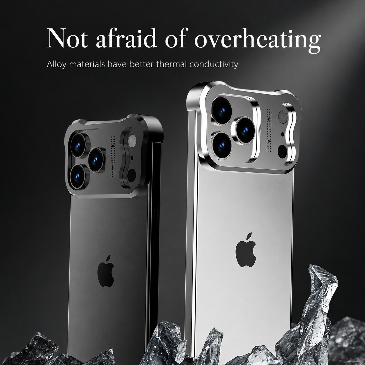 Premium iPhone Case Titanium Alloy Borderless Bumper Metal Frame Camera Lens Protection Shockproof Matte Anti Slip Lightweight Protective Design Cover