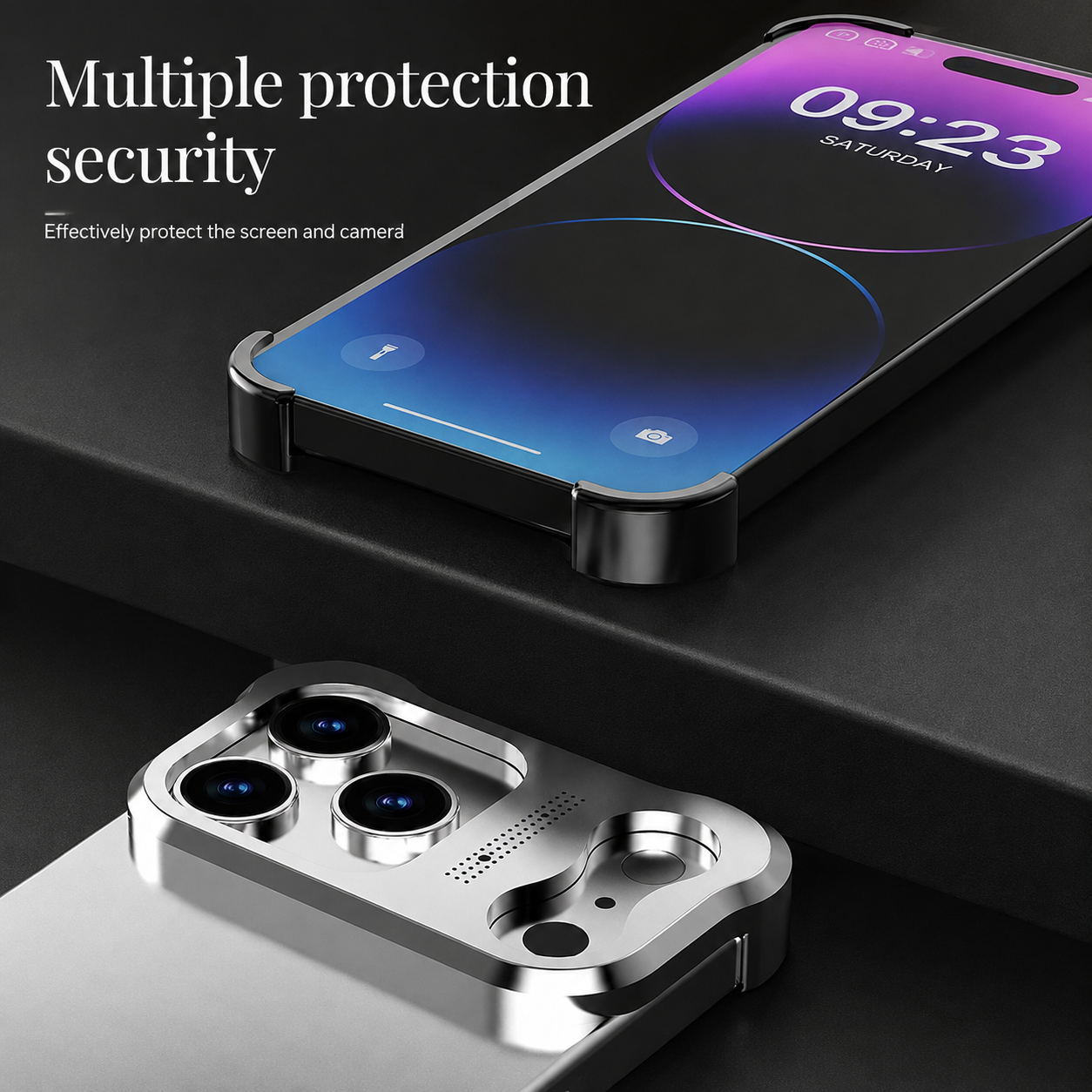 Premium iPhone Case Titanium Alloy Borderless Bumper Metal Frame Camera Lens Protection Shockproof Matte Anti Slip Lightweight Protective Design Cover
