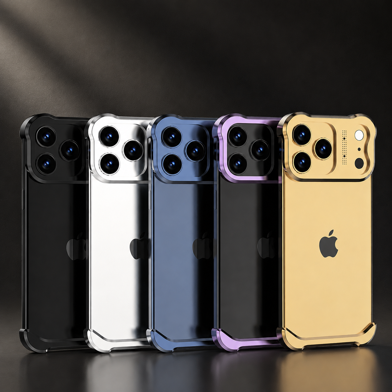 Premium iPhone Case Titanium Alloy Borderless Bumper Metal Frame Camera Lens Protection Shockproof Matte Anti Slip Lightweight Protective Design Cover