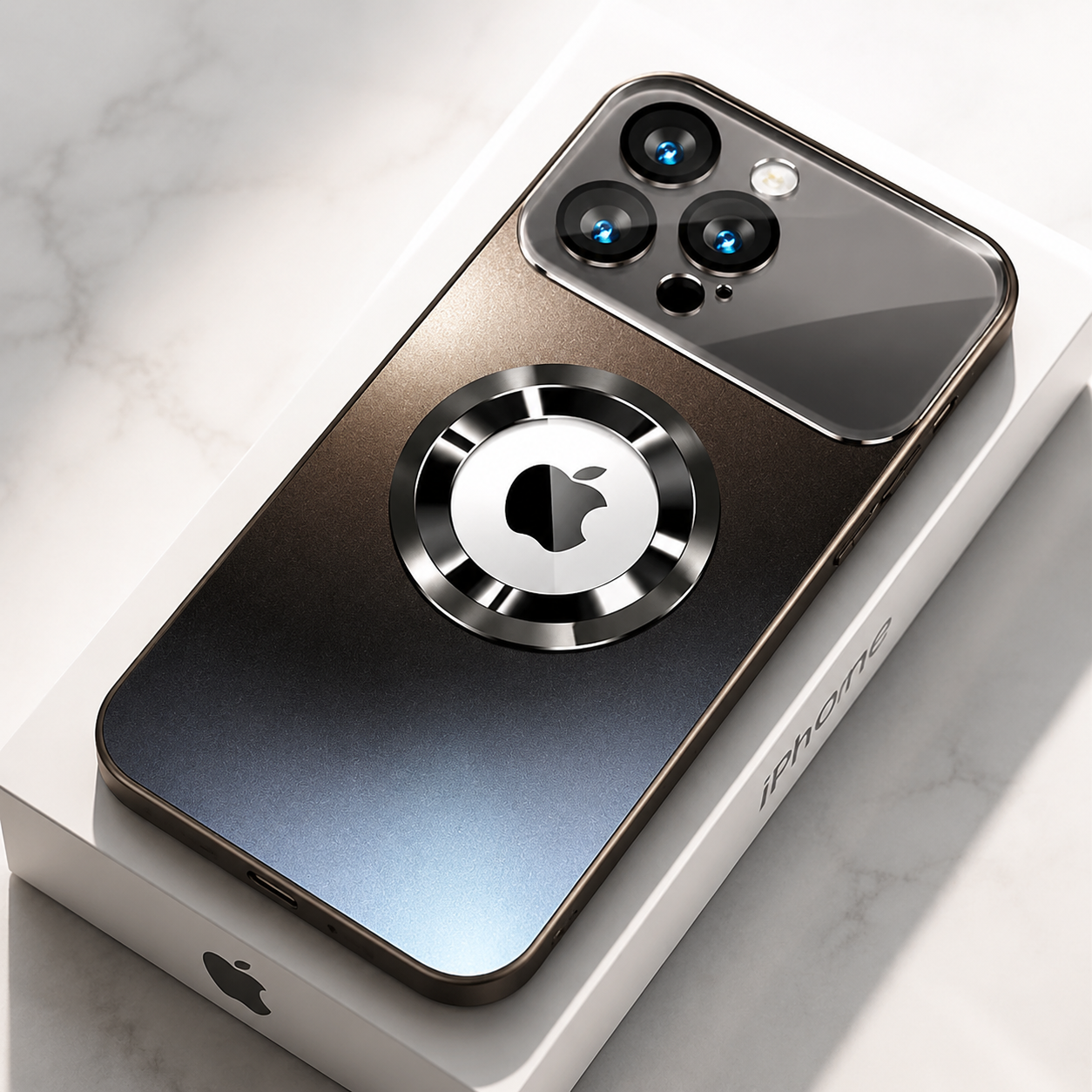Premium iPhone Case Titanium MagSafe Compatible Magnetic Cover Glass Camera Lens Protection Shockproof Anti Fingerprint Anti Scratch Half Wrapped Design