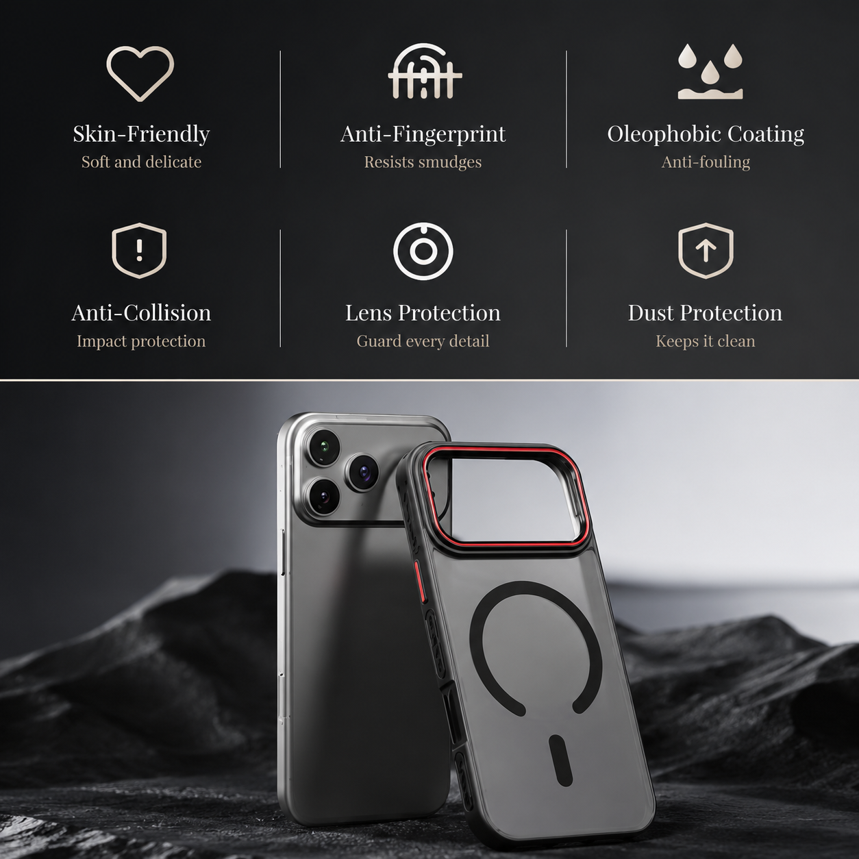 Premium iPhone Case Transparent Matte MagSafe Compatible Magnetic Protective Cover Shockproof Frame Camera Lens Protector Slim Design