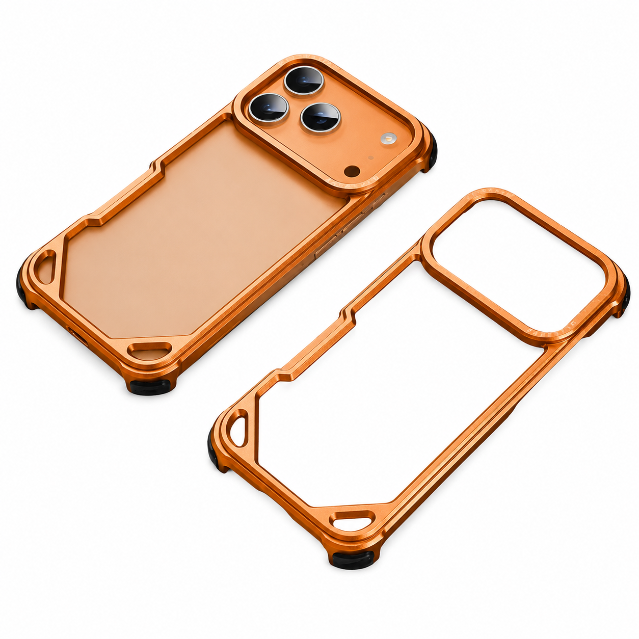 Premium iPhone Case Ultra Thin Aviation Aluminum Metal Frame Bumper Shockproof Protective Cover Wireless Charging Compatible Minimalist Half Wrapped Design