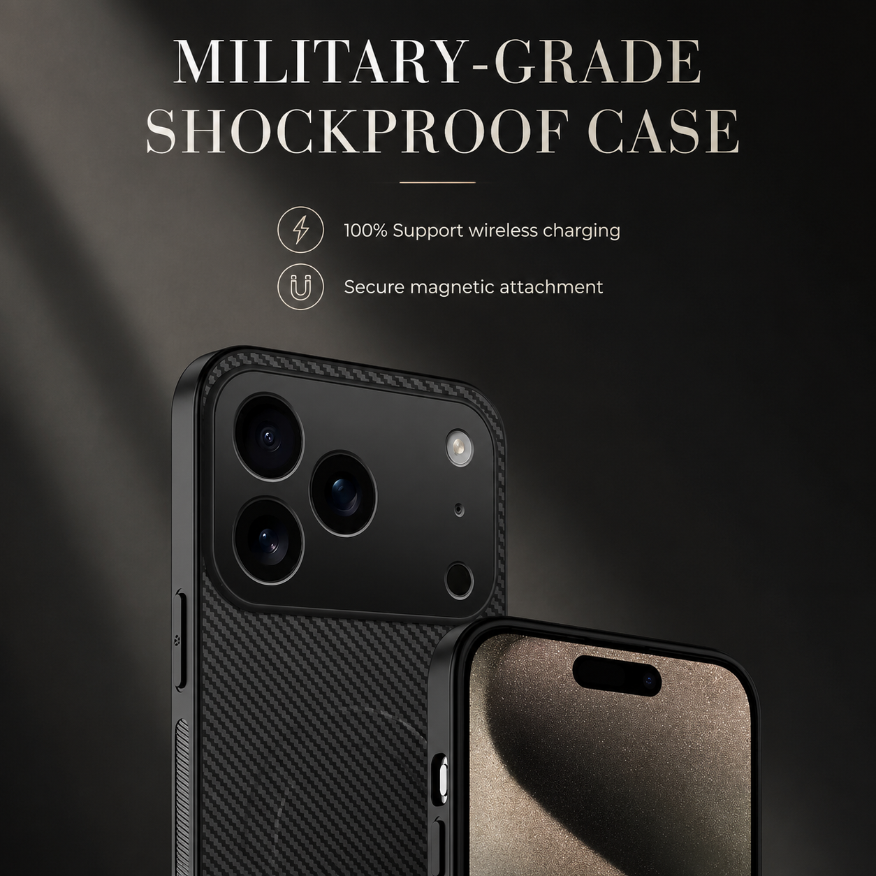Premium iPhone Case Ultra Thin Carbon Fiber Magnetic Protective Cover Shockproof Wireless Charging Compatible Scratch Resistant Slim Full Coverage