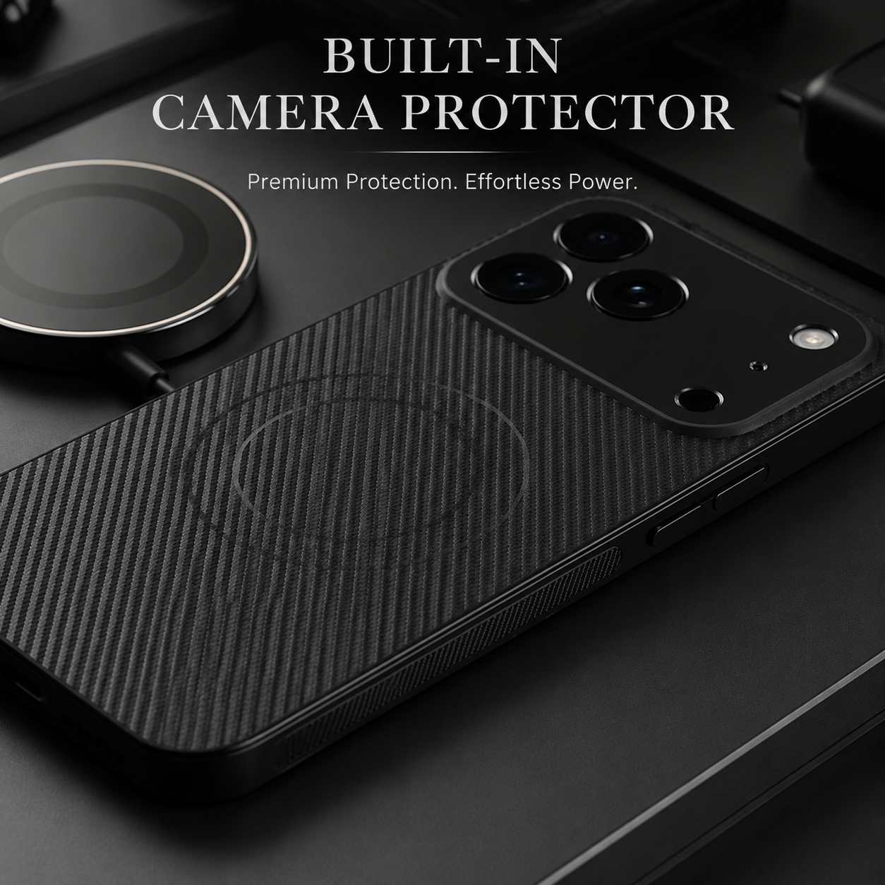 Premium iPhone Case Ultra Thin Carbon Fiber Magnetic Protective Cover Shockproof Wireless Charging Compatible Scratch Resistant Slim Full Coverage
