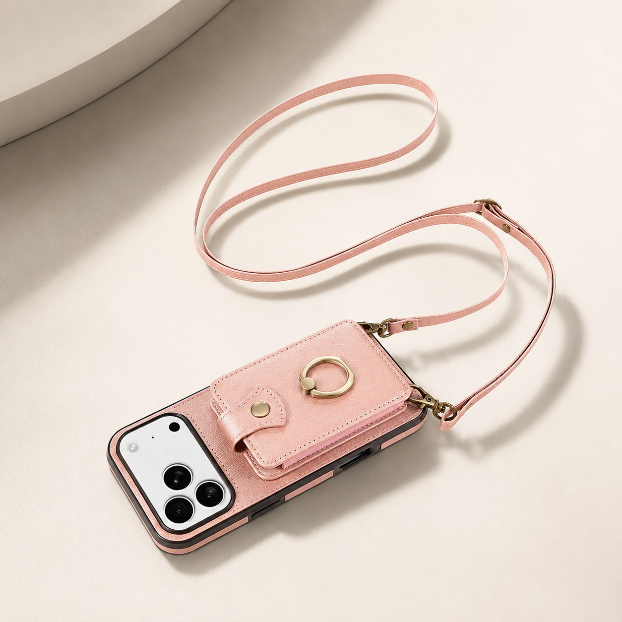 Premium iPhone Case Wallet Cover Card Holder RFID Blocking PU Leather Protective Case 360 Rotating Ring Kickstand Shockproof Full Coverage Design