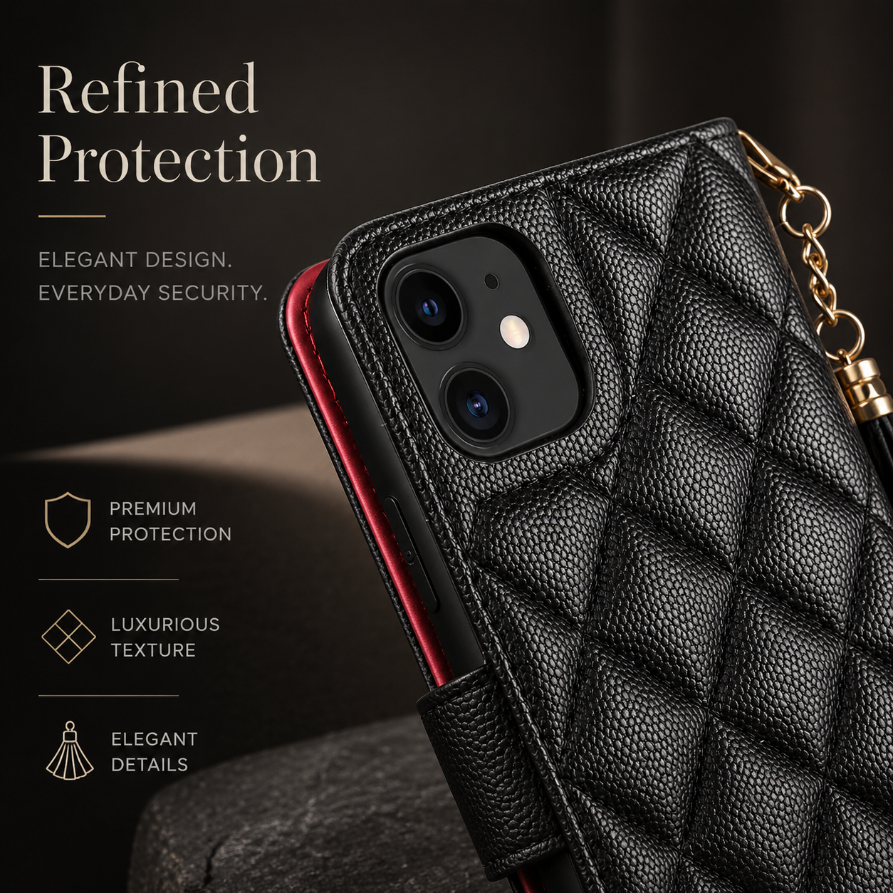 Premium iPhone Case Wallet Flip Leather Cover PU Leather Card Holder Magnetic Closure Shockproof Protective Case Stand Function Full Coverage Design