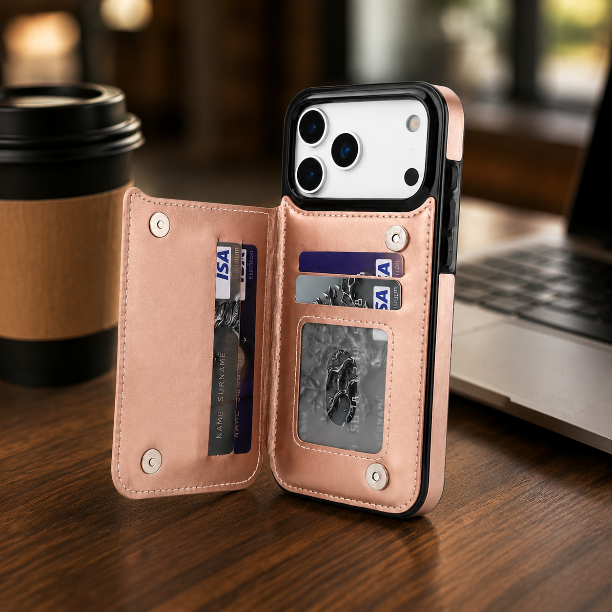 Premium iPhone Case Wallet Magnetic Flip Cover Card Holder Faux Leather Kickstand Shockproof Camera Lens Guard Full Coverage