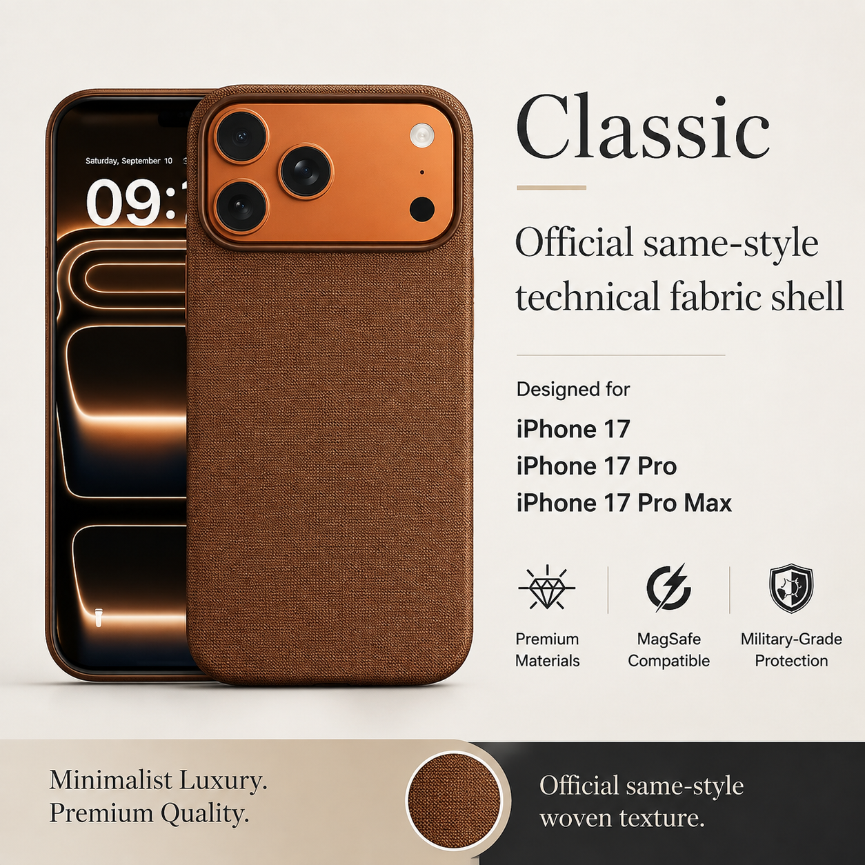 Premium iPhone Case Woven Fabric MagSafe Magnetic Protective Cover Wireless Charging Compatible Anti Fingerprint Non Slip Waterproof Shockproof Full Coverage