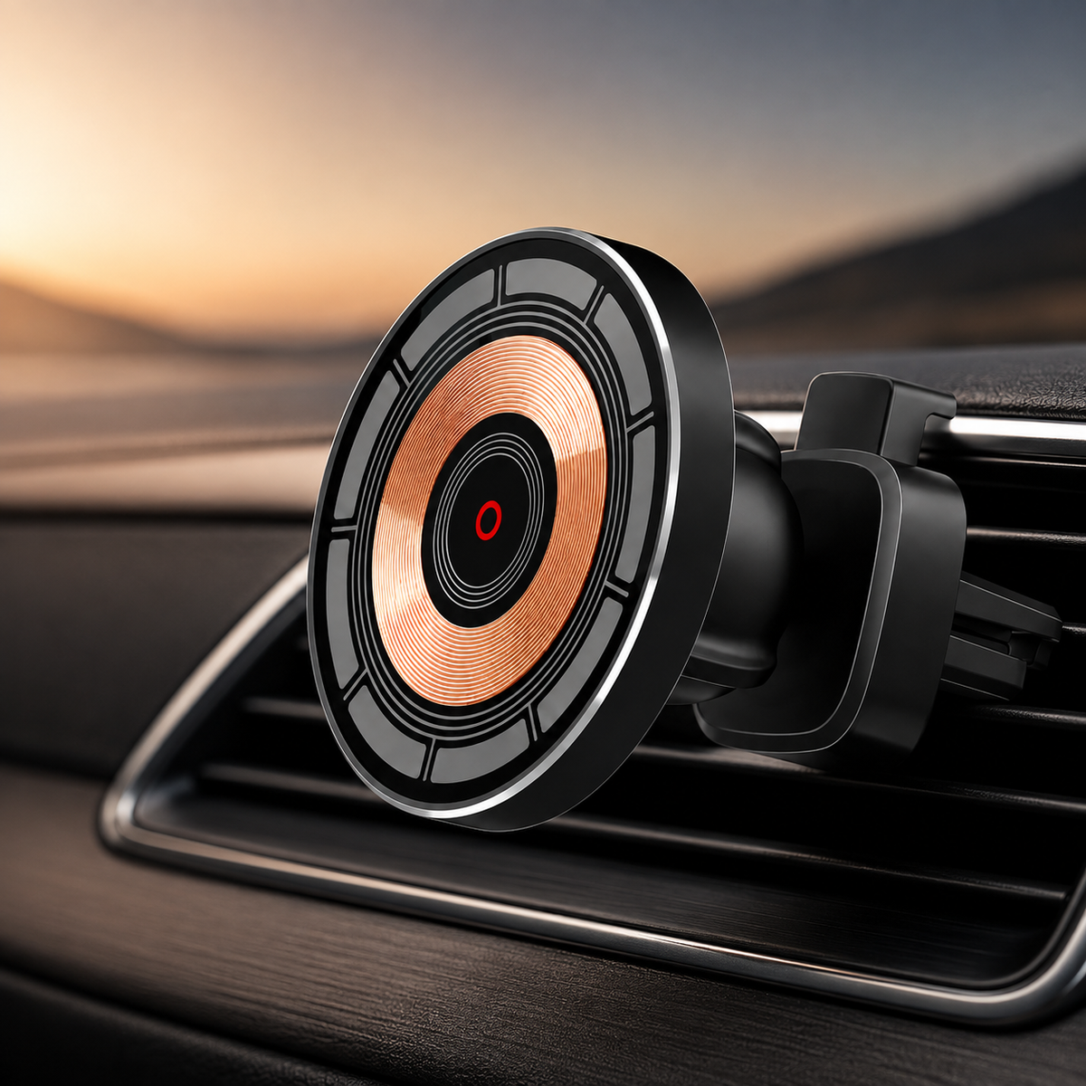 Premium 30W Magnetic Wireless Car Charger Fast Charging Phone Holder Dashboard Air Vent Mount 360° Rotation Smart Chip Anti-Slip Compatible with iPhone